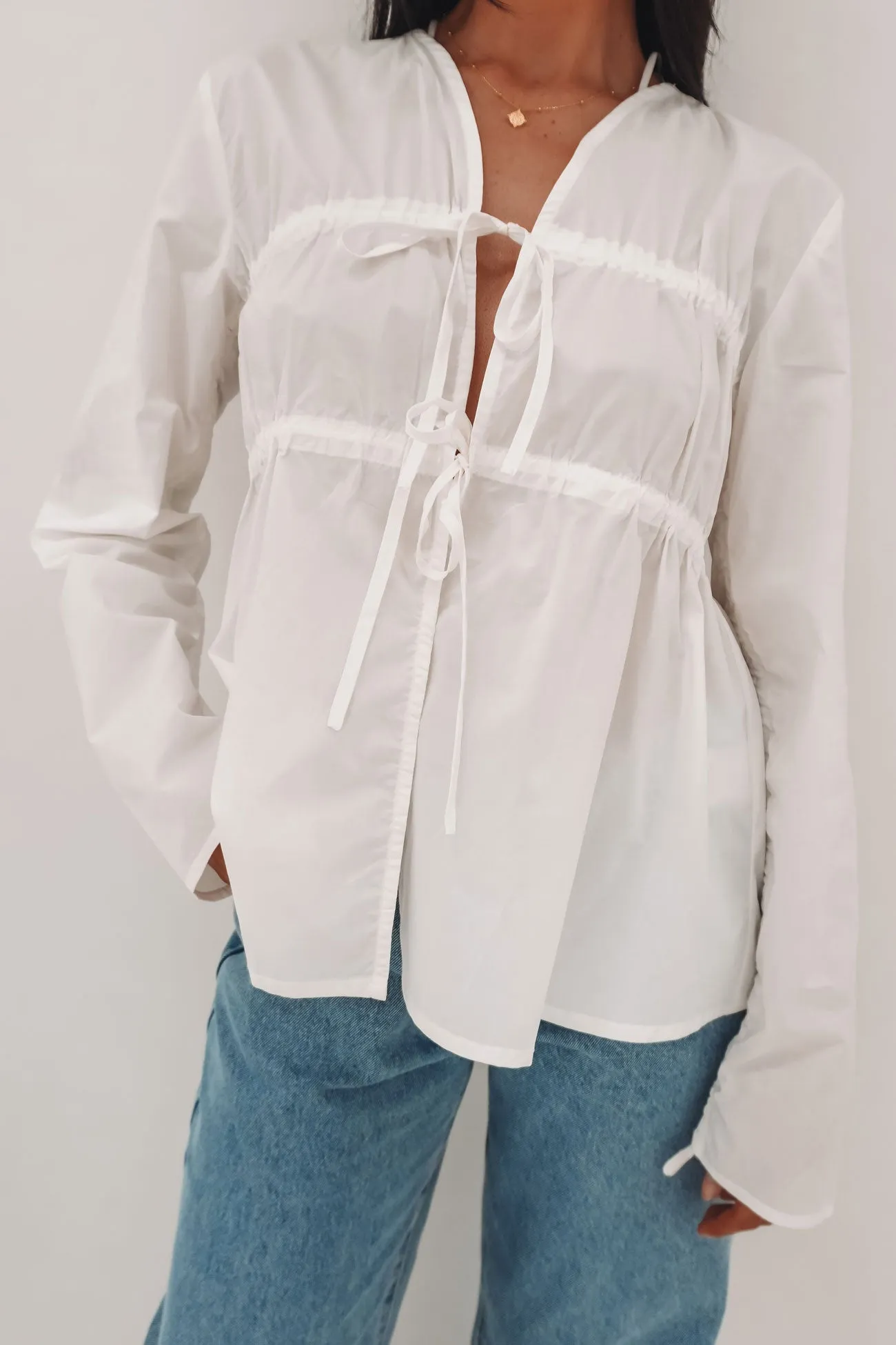 Serenity Long Sleeve Top White EcoFriendly Textiles