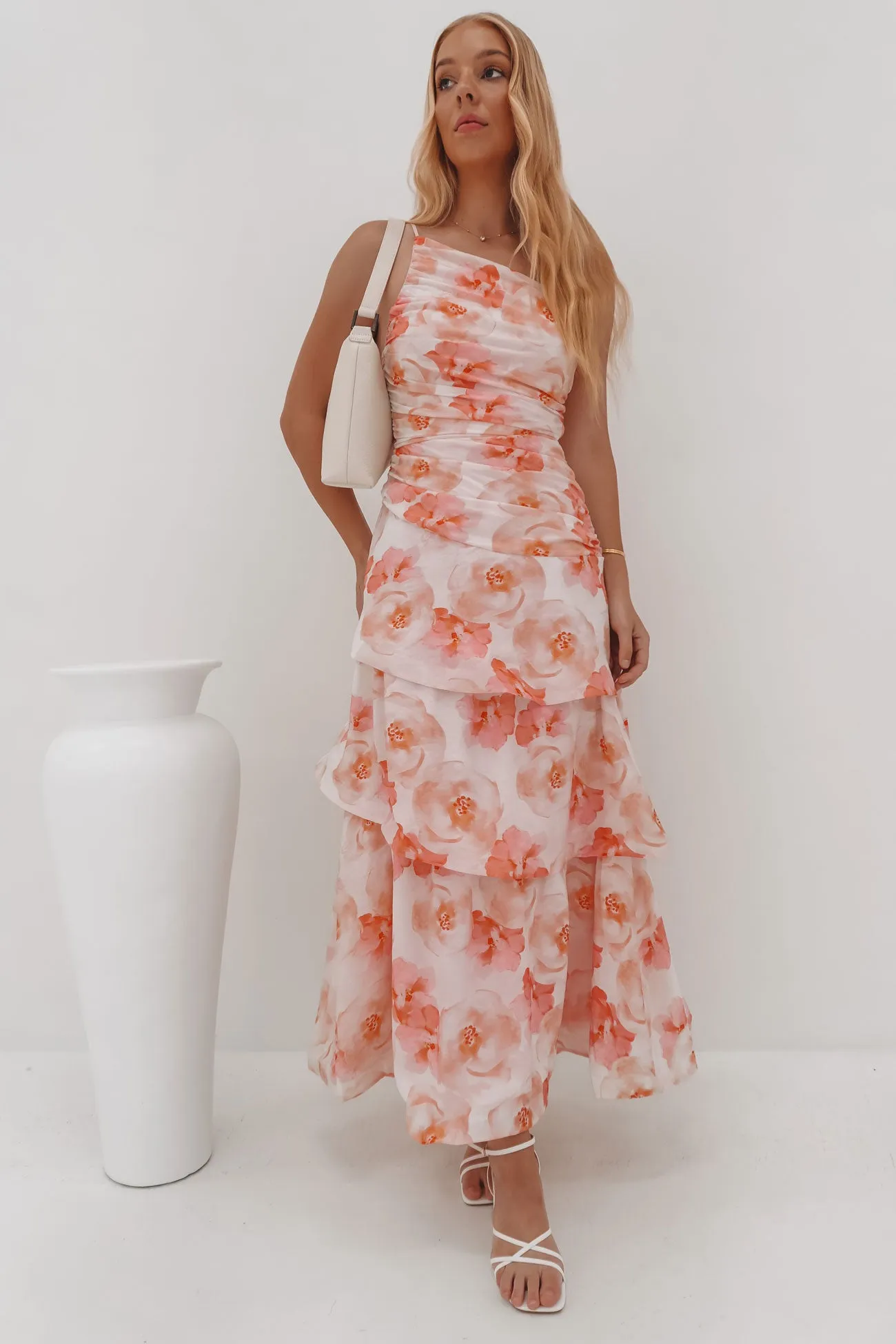 Isaac Maxi Dress Pink Tansy Smooth Texture