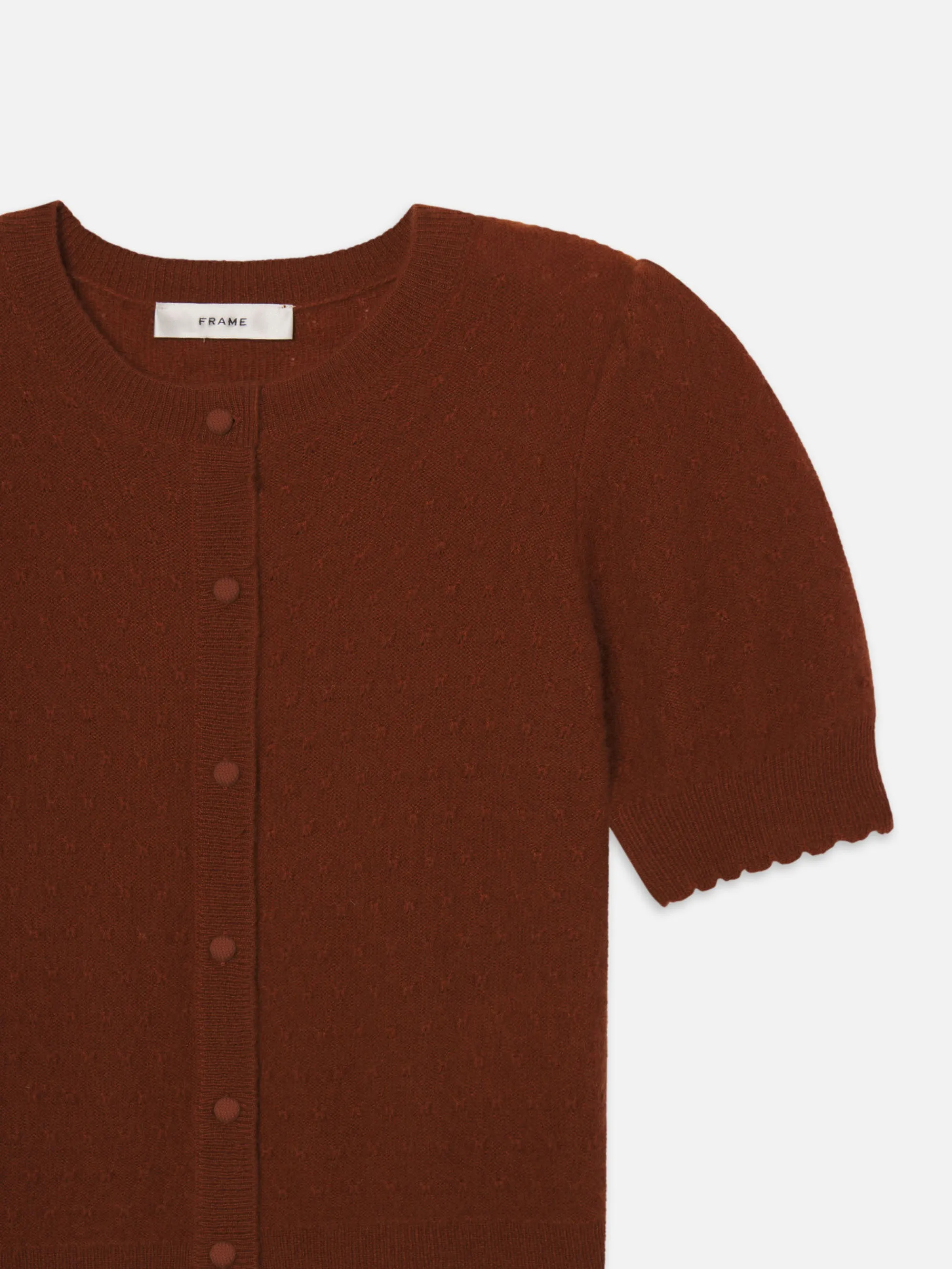 Simple Look Soft Texture The Cashmere Pointelle Cardi -- Chestnut