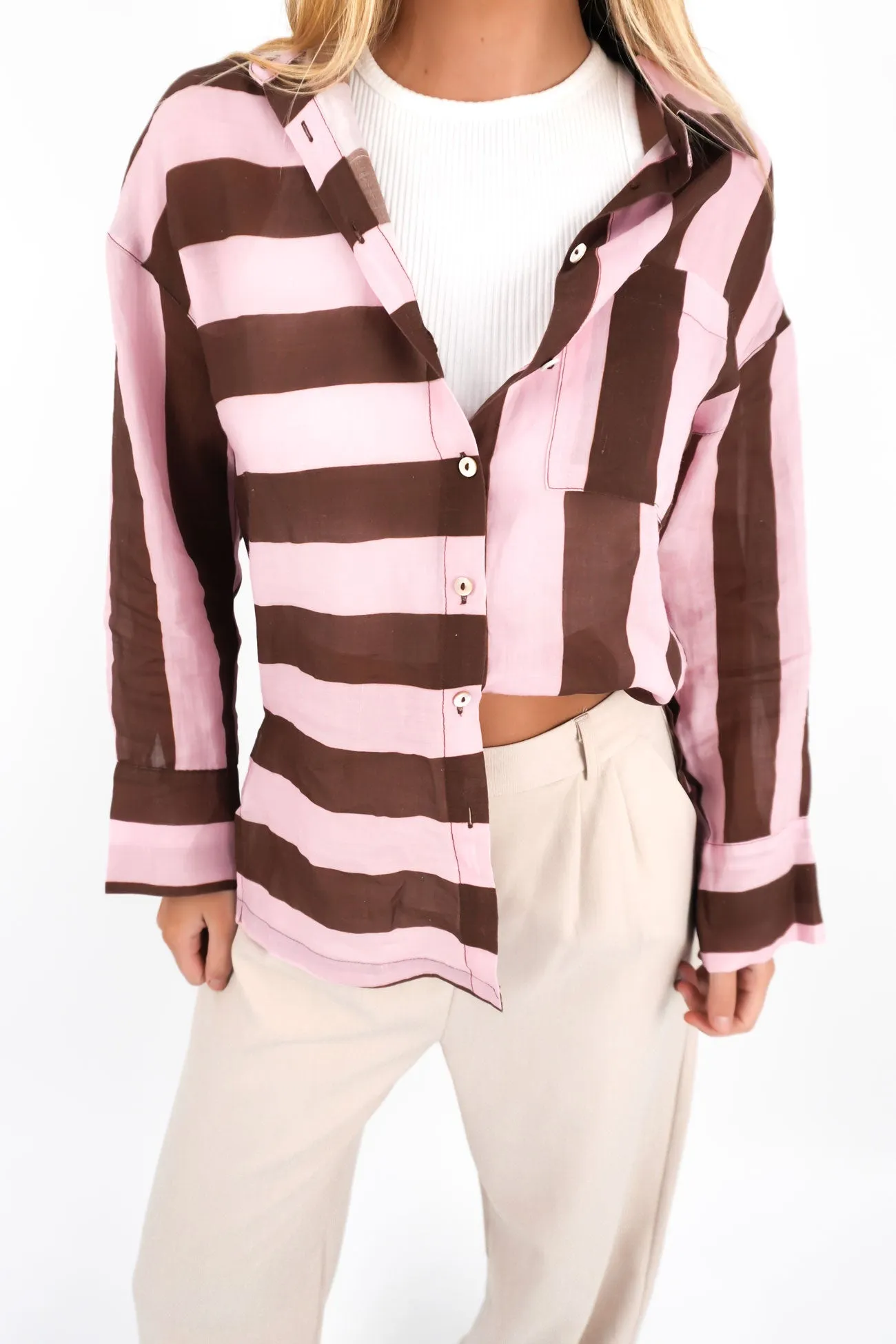 Elektra Long Sleeve Shirt Choc Pink Versatile Fit