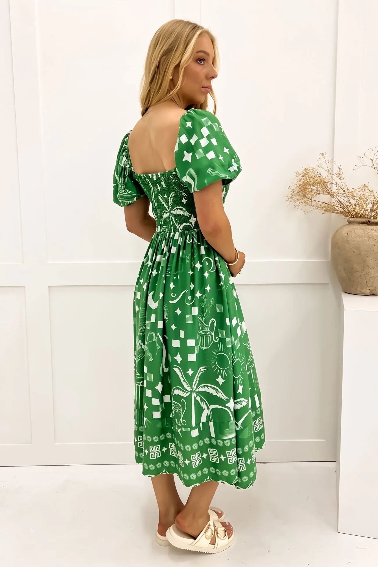Elina Midi Dress Green Noosa Cool Fabric