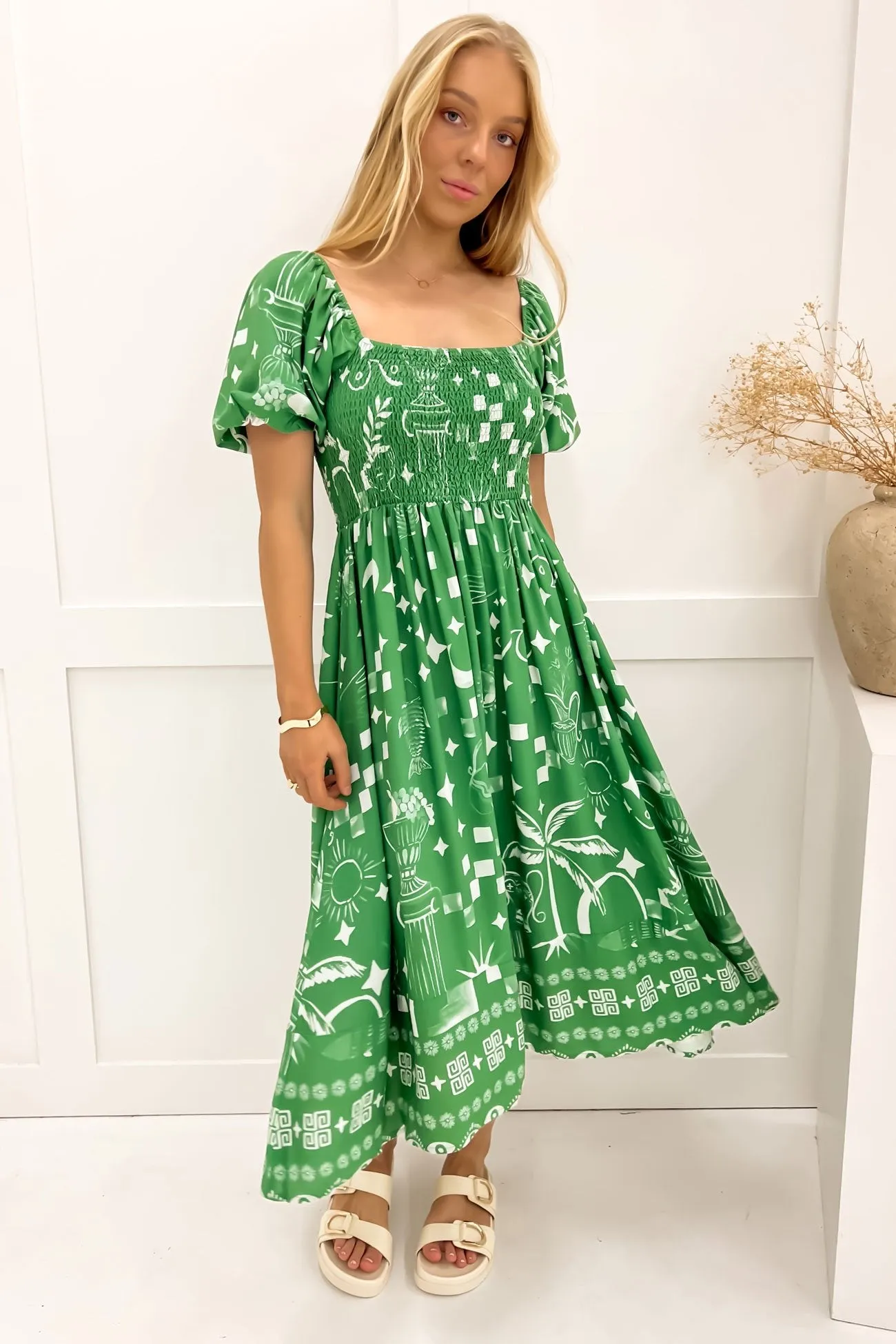 Elina Midi Dress Green Noosa Classic Layering Cozy Style