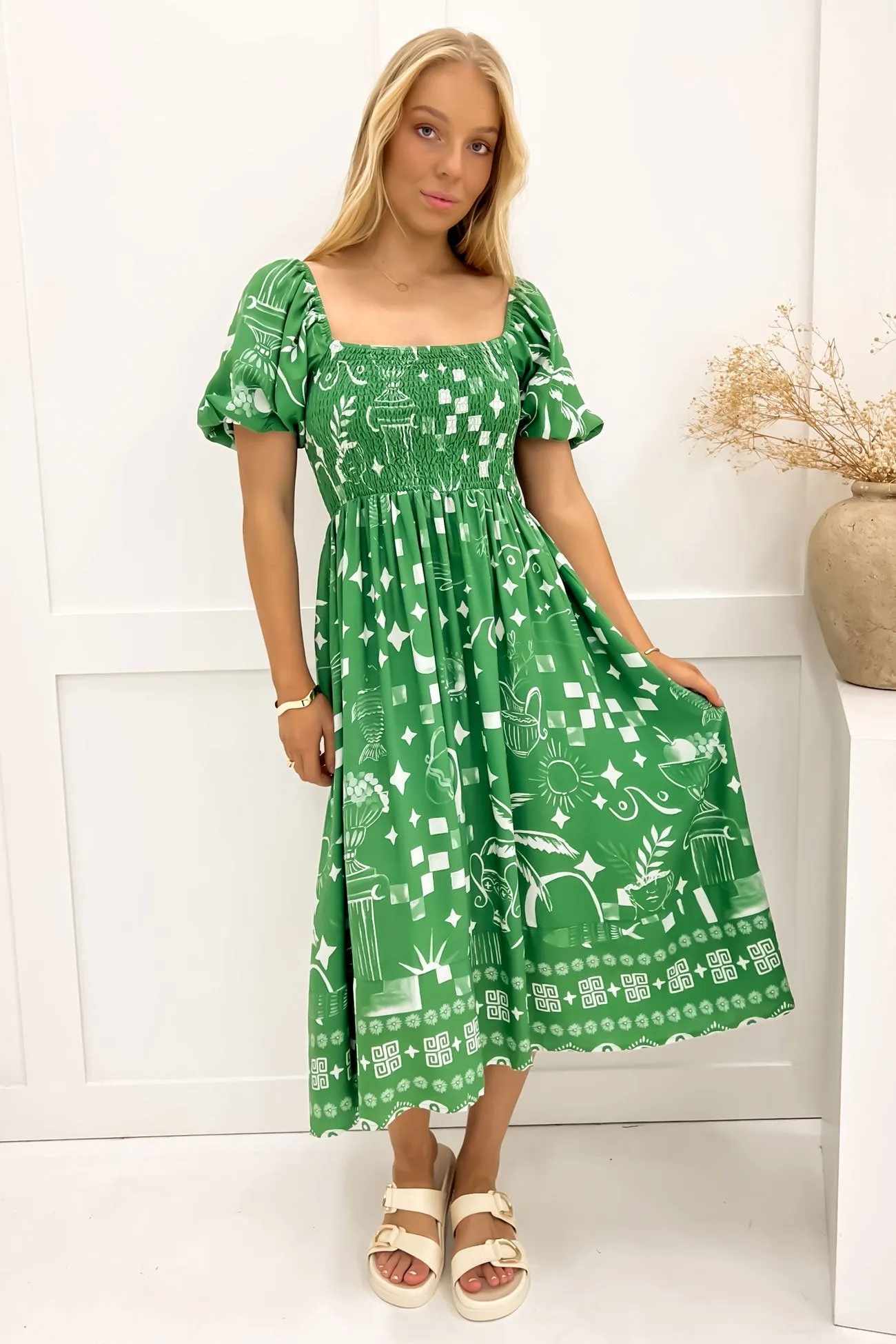 garden party Elina Midi Dress Green Noosa