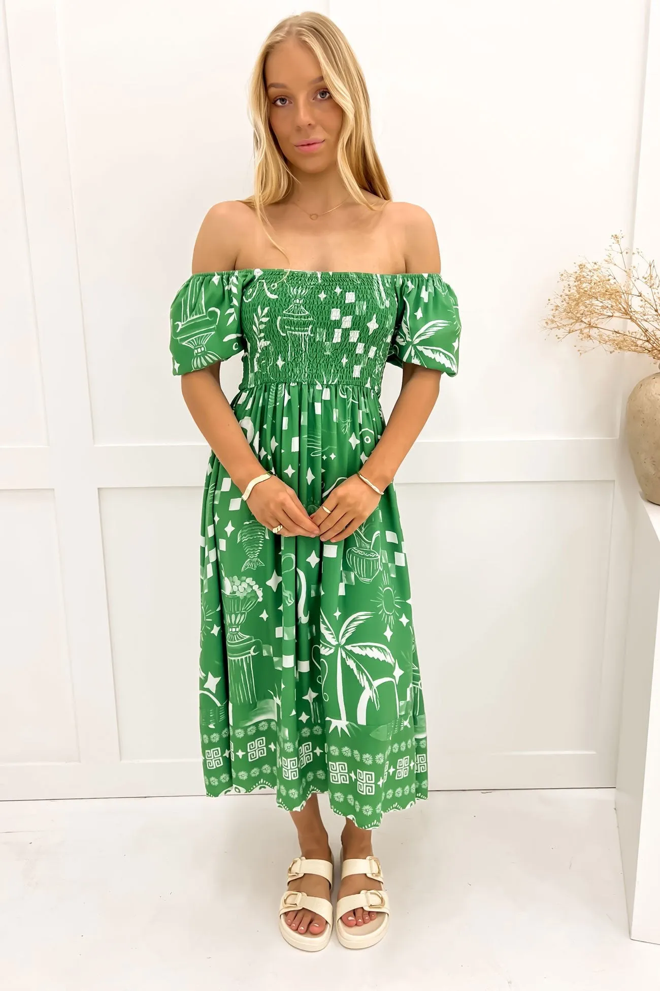 Elina Midi Dress Green Noosa Cool Look