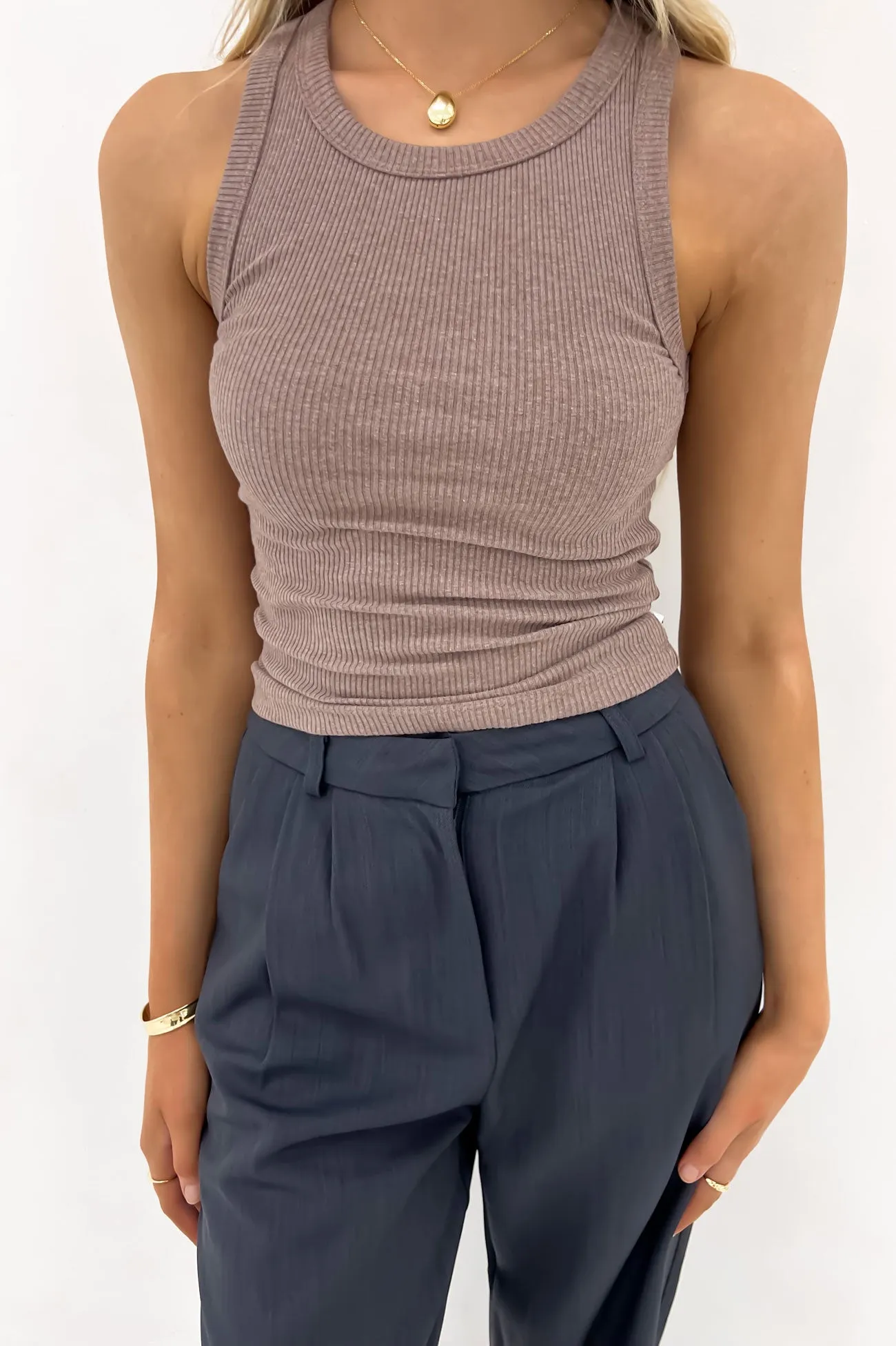 Ella Tank Brown SustainableBlend fashionable blazer