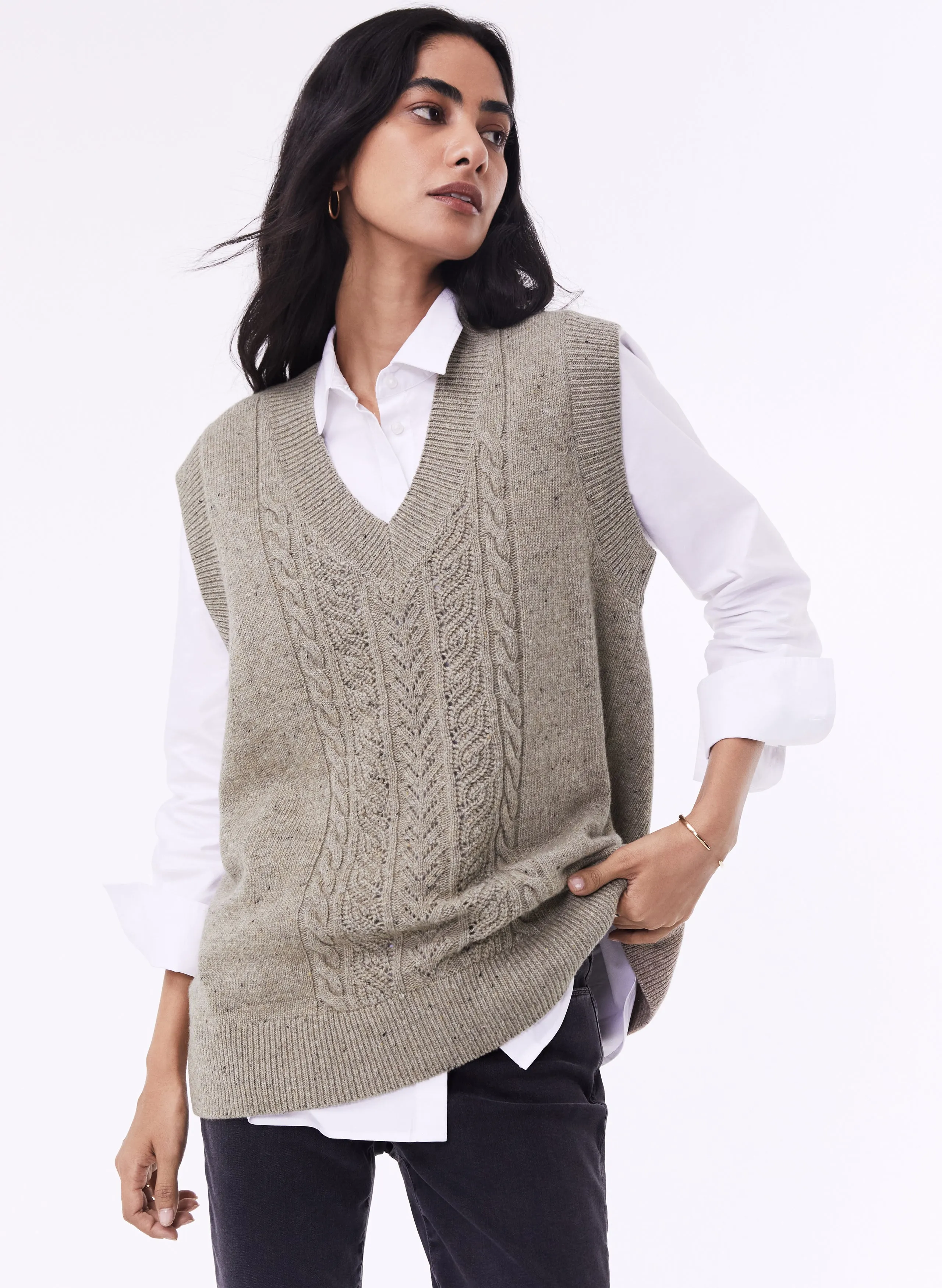 Ellen Recycled Knitted Vest Oversized Collar Style