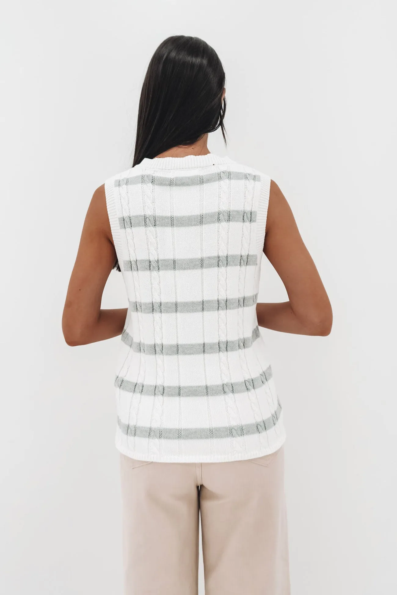 ShockAbsorbent Padding Ellidy Knit Vest Grey Stripe