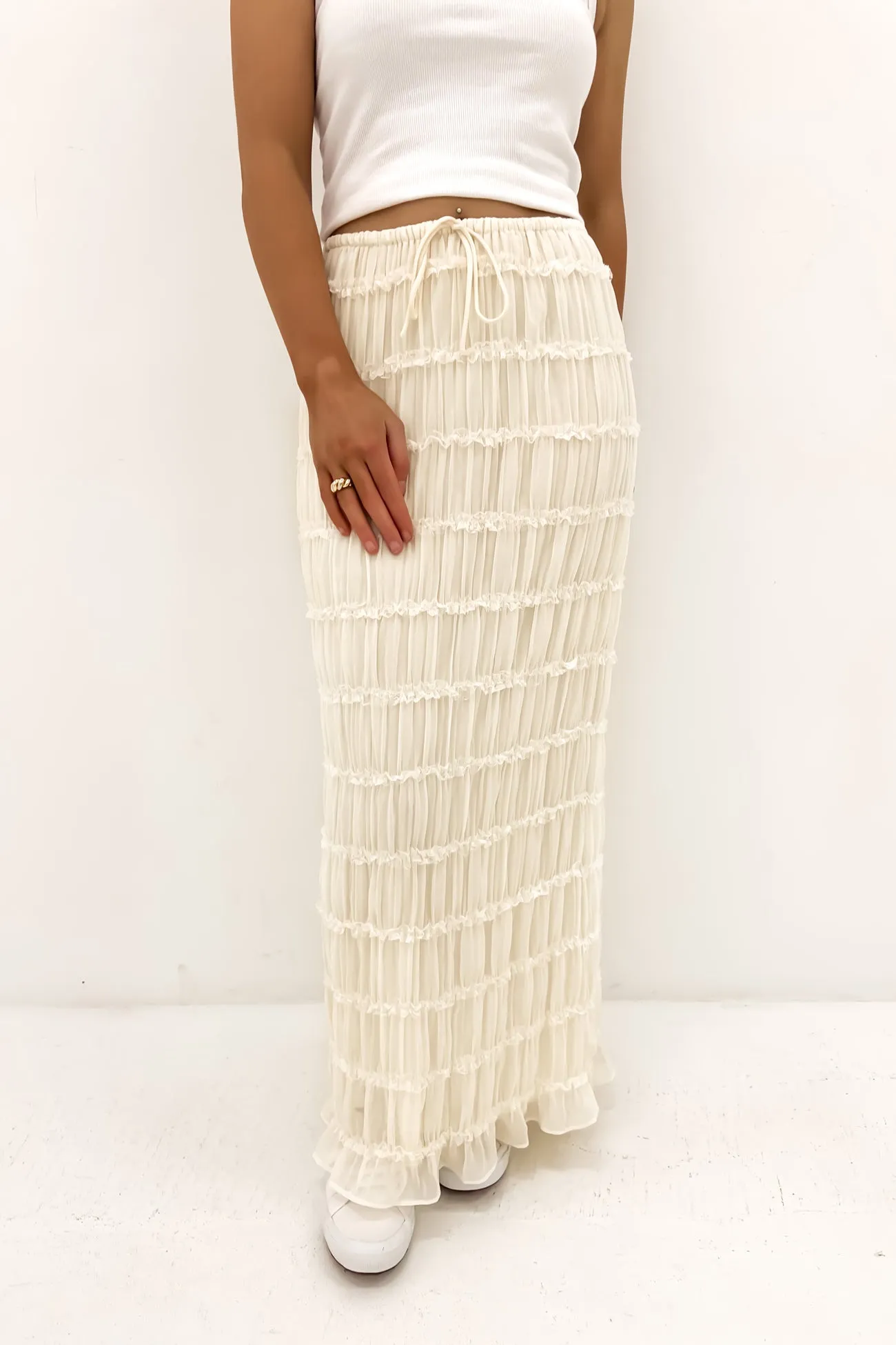 Eloisa Maxi Skirt Cream Sheer Overlay