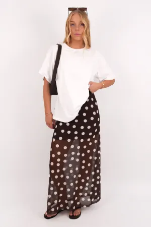 Wool blend Elsie Maxi Skirt Chocolate Polka Dot