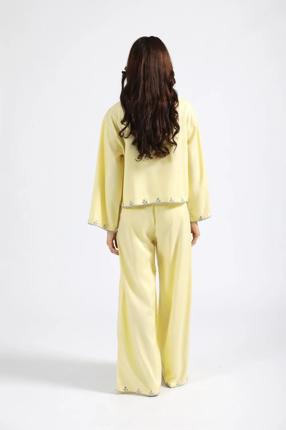 Warm Layer EMBROIDERED WIDE LEG PANTS