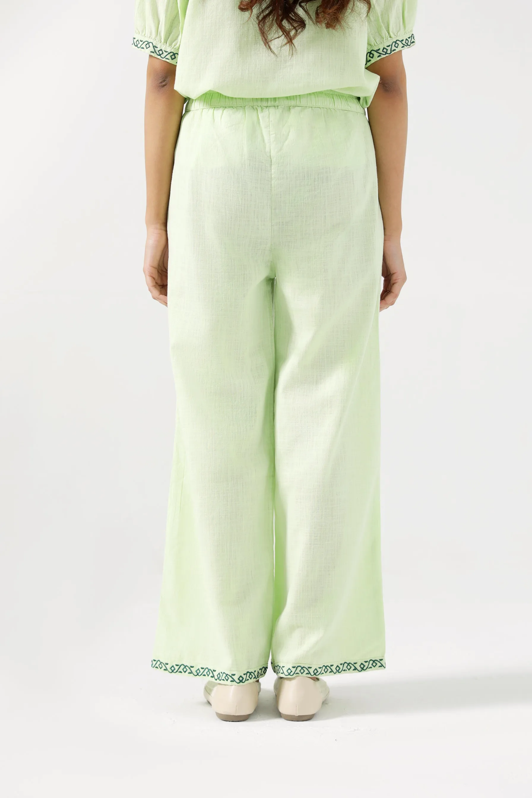 EMBROIDERED WIDE LEG TROUSERS Versatile Wear
