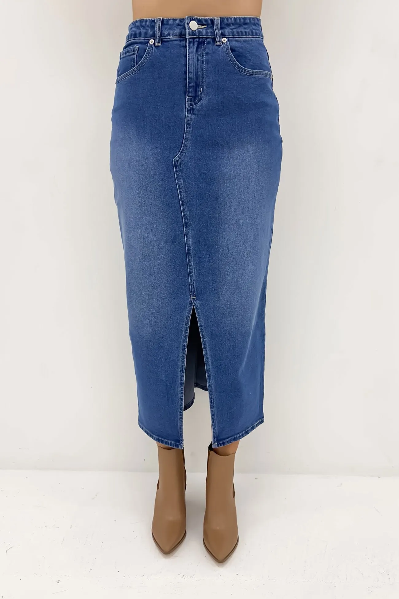 Emerald Denim Maxi Skirt 80 Wash Hypoallergenic fabric Maternity Friendly