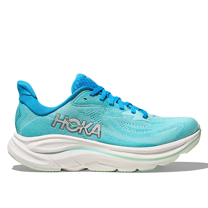 traction - grip - feature shoes safety shoes Womens Hoka Clifton 10 Extra Wide in Skyward Blue/Cielo Blue