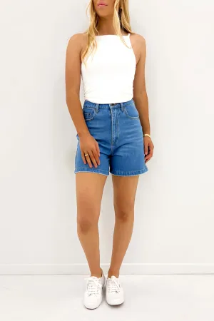 school outfit Breathable Lining Escape Denim Short Washed Blue