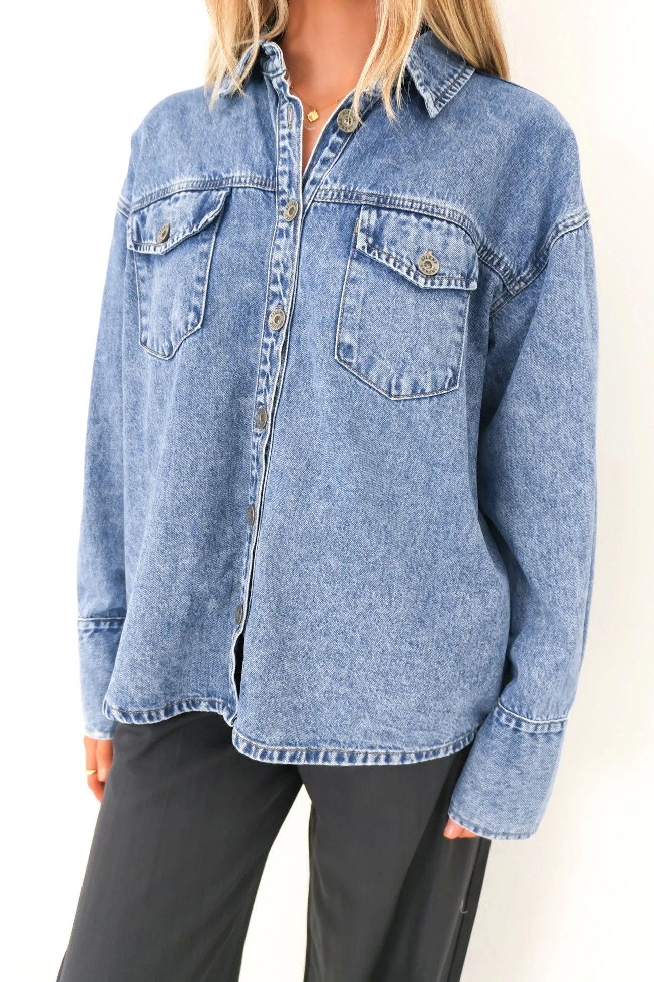 Fit For Comfort Trendy Comfort Wear Aster Shirt Mid Blue