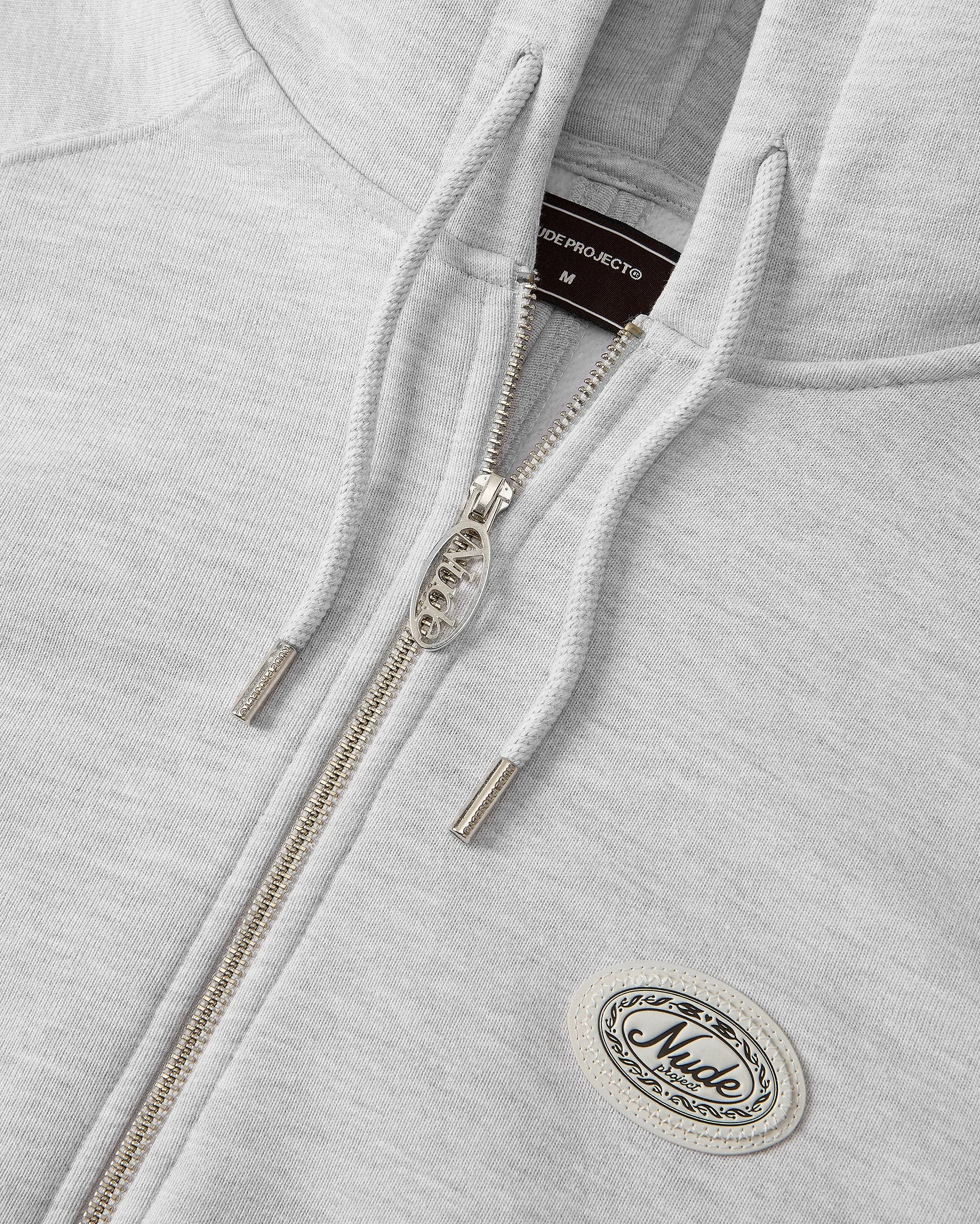 Essentials Zip-Up Hoodie Grey Melange All-Weather Wear Lightweight Comfort