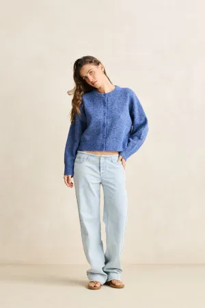 Weekend Style Estelle Fluffy Knit Cardigan  Blue