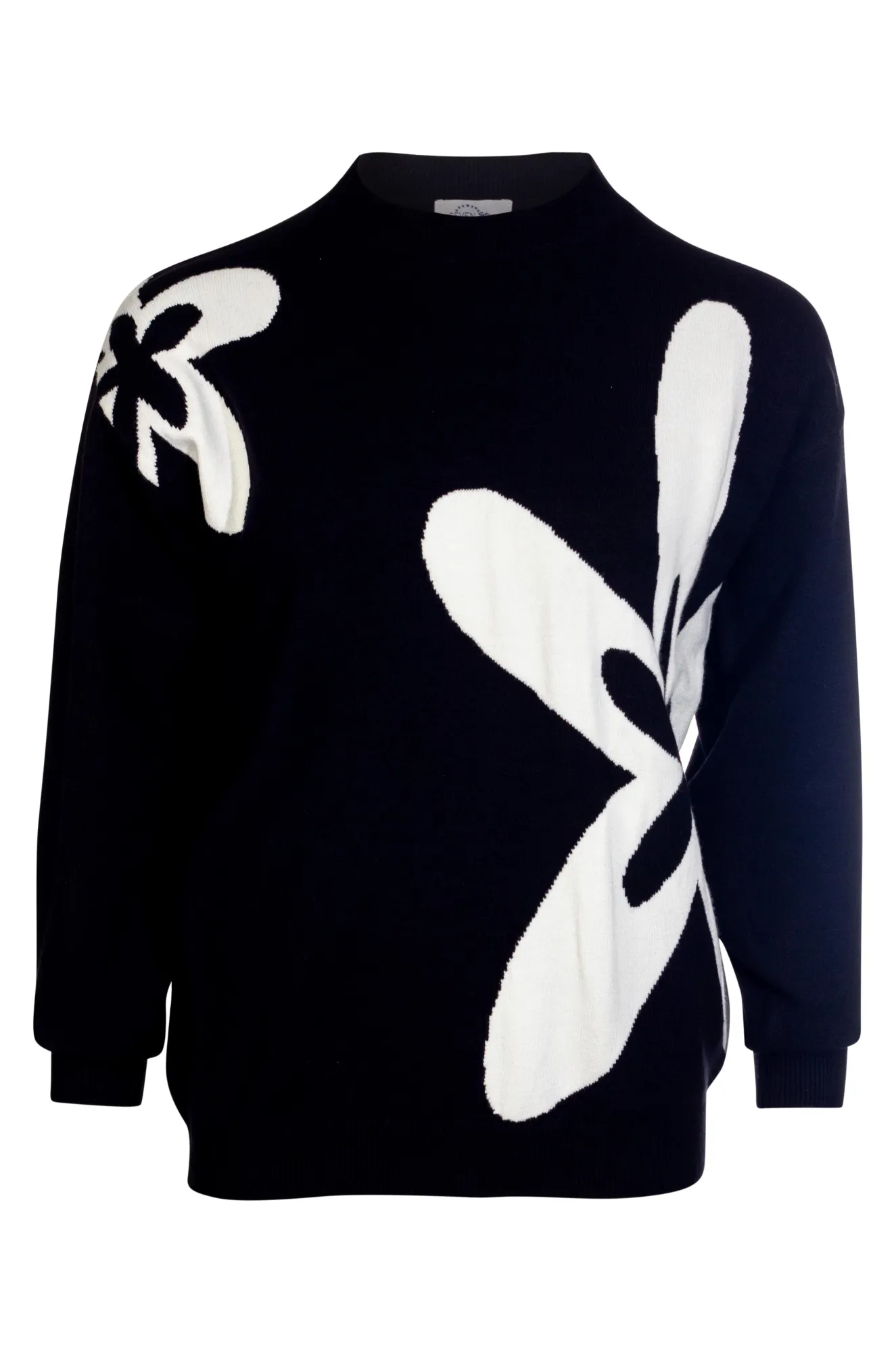 Tonal Stitching Detail Warm Fabric Luxe Knitwear Jersey | BLACK/IVORY | 7328ZZ