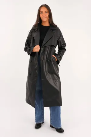 Eve Luxe Trench Coat Black Neutral Tones Look All Weather Adaptability