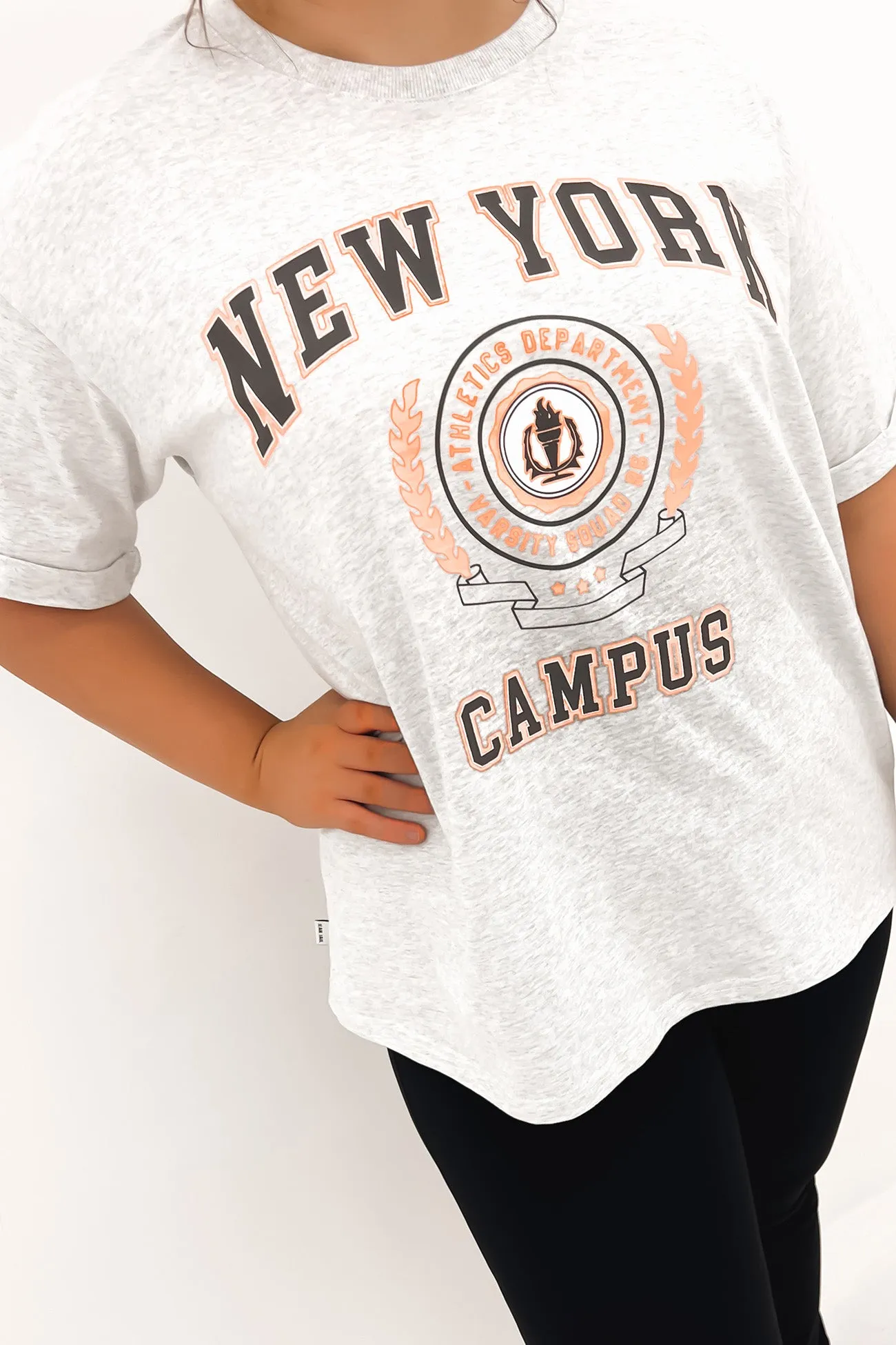 Quick Dry Performance NY Campus Tee Snow Marle