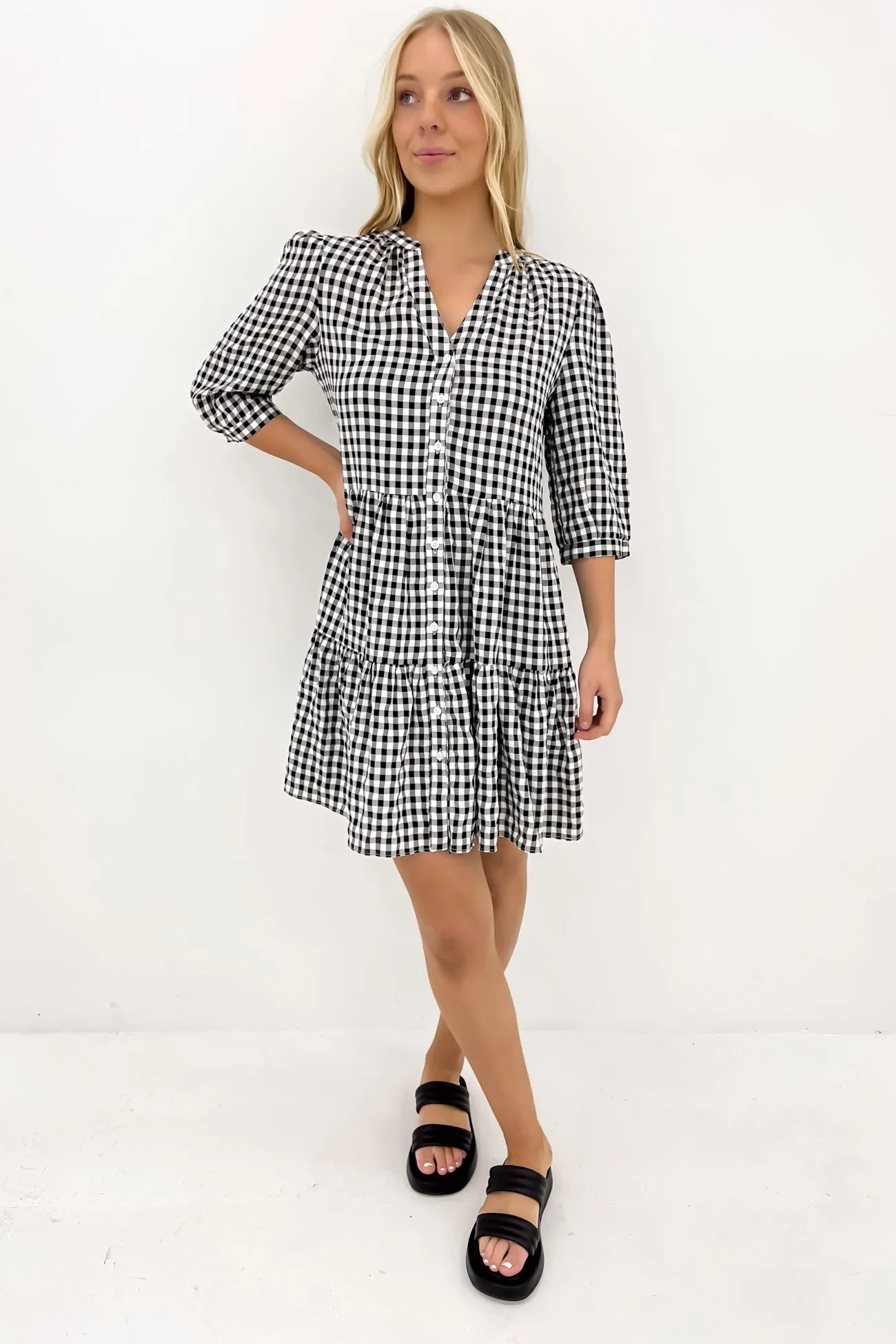 Sleek Volume Mallory Mini Dress Black Gingham