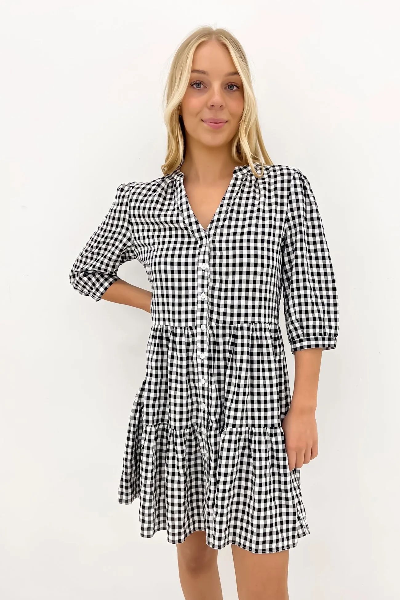 Natural Silhouette Mallory Mini Dress Black Gingham