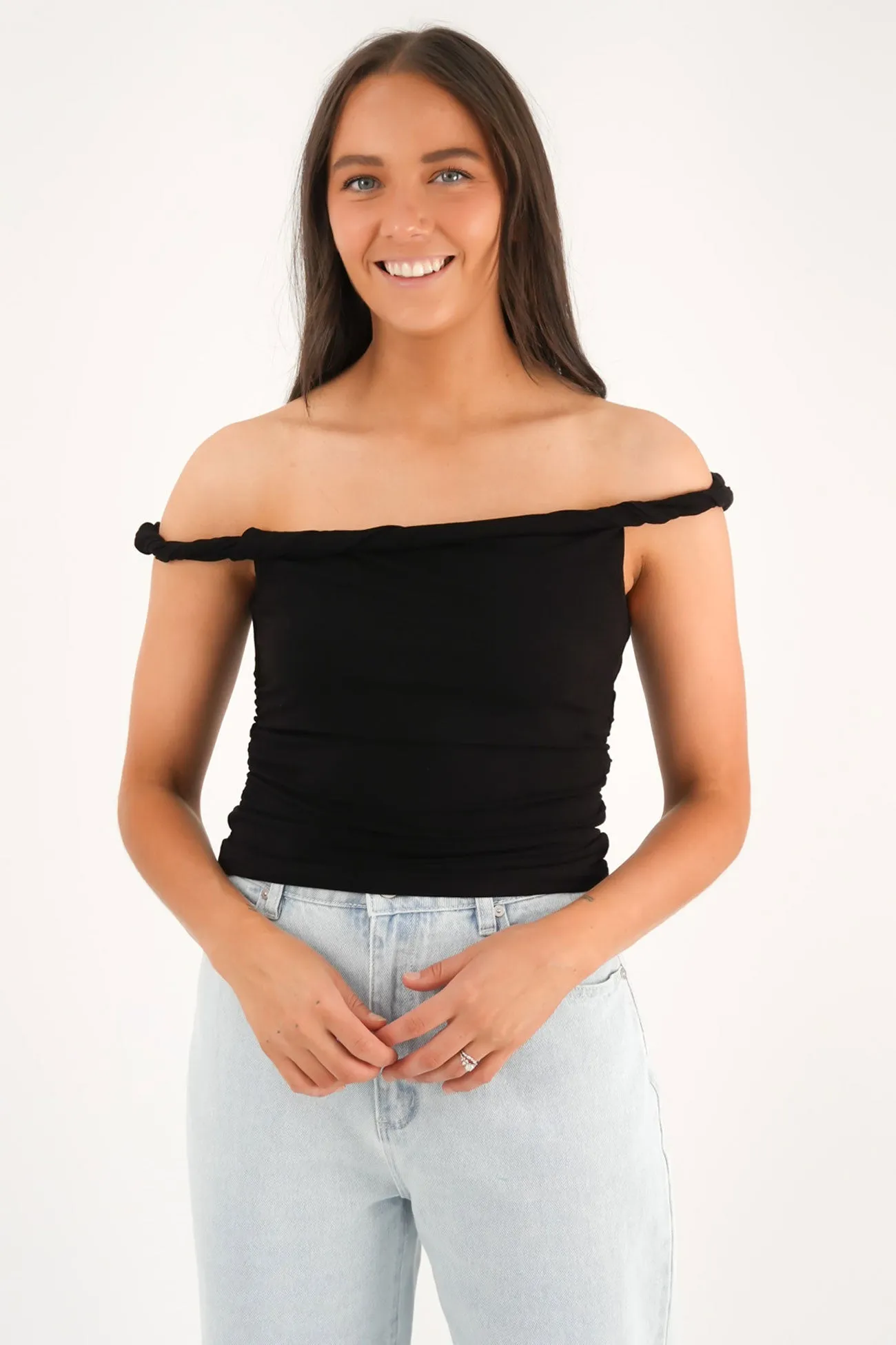 Evie Twist Tank Black FadeResistant Dye Stone Glow