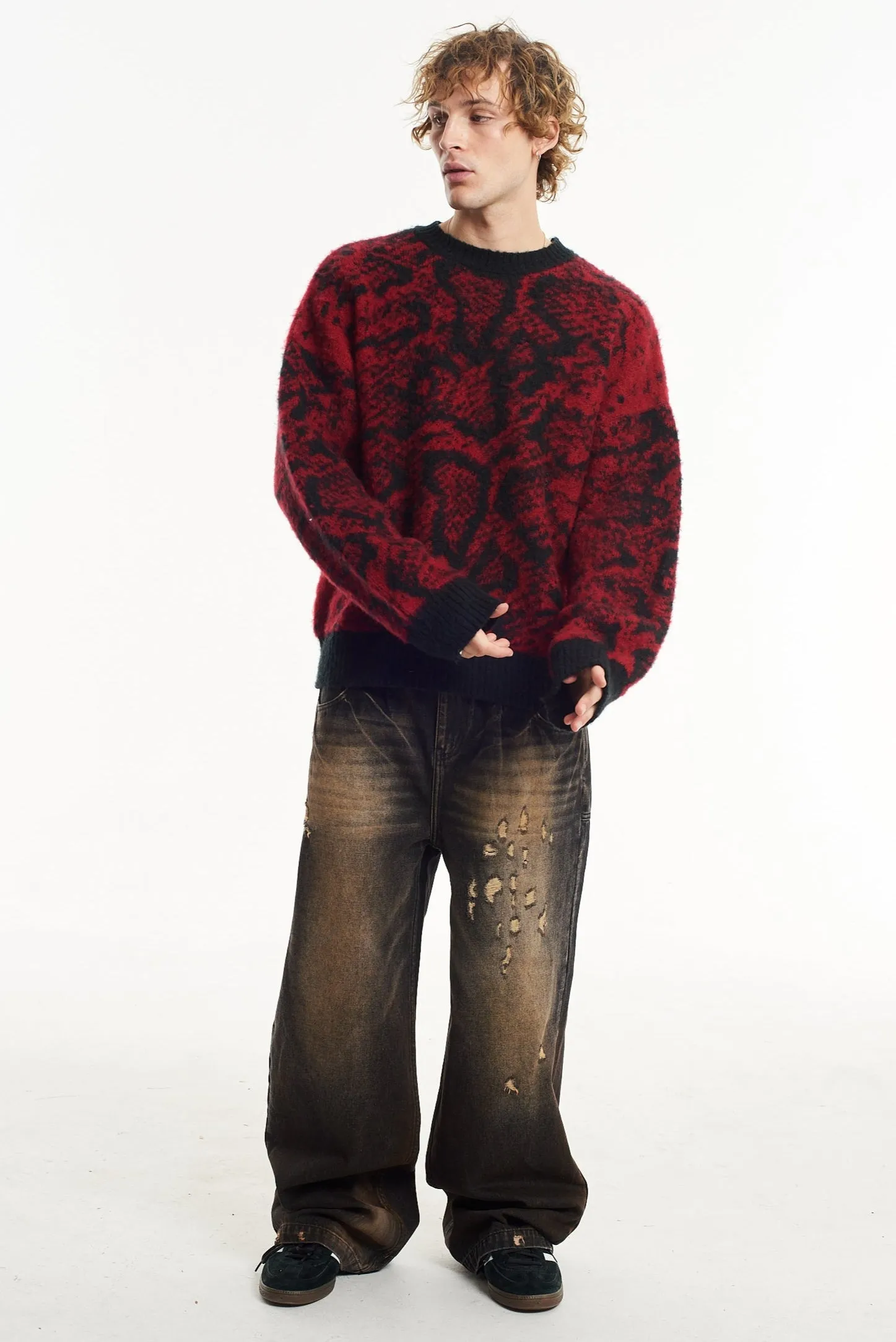 Microfiber Blend Stretchable Material Evil Snake Print Knit Jumper