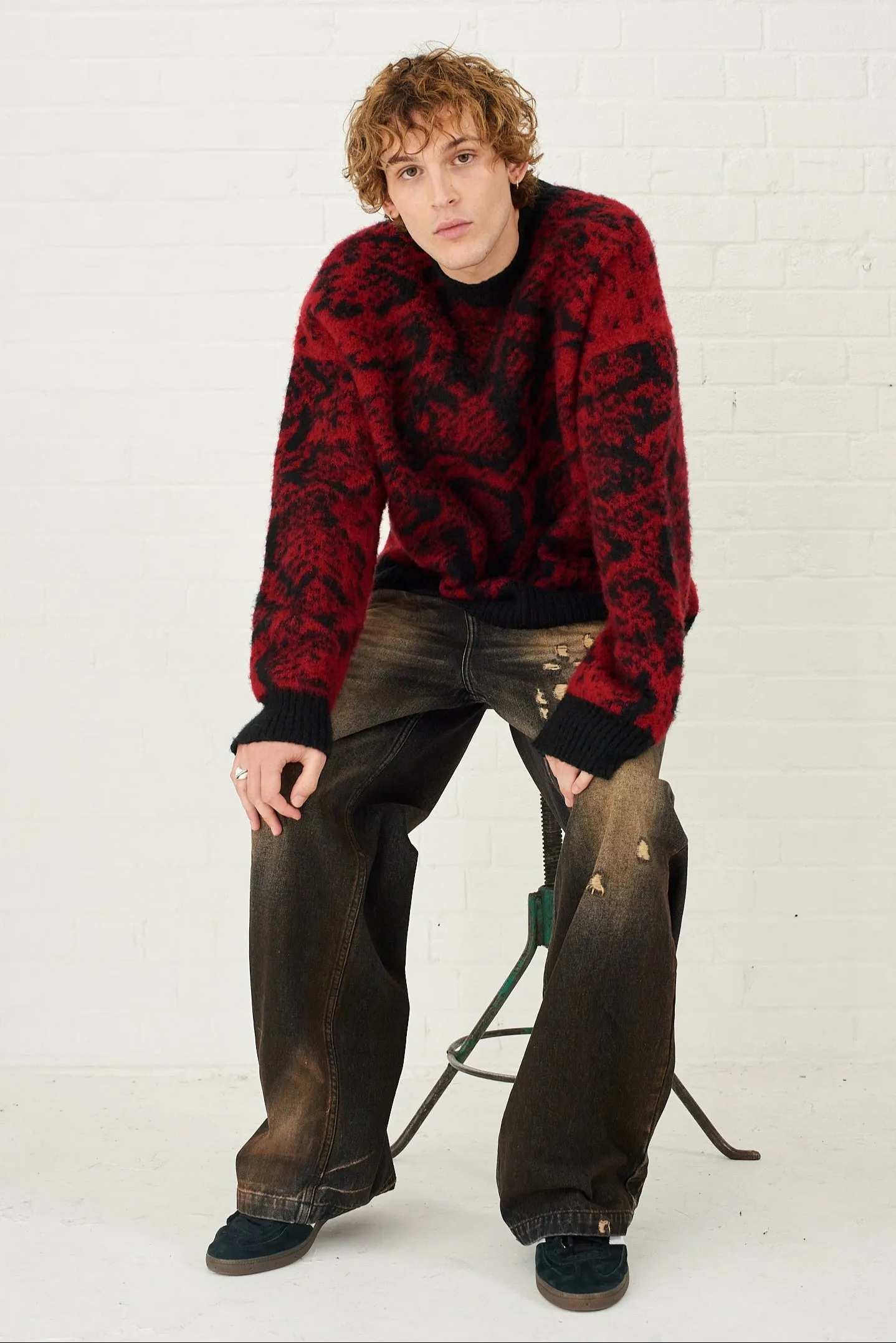 Evil Snake Print Knit Jumper Midweight Feel Hypoallergenic Fibers