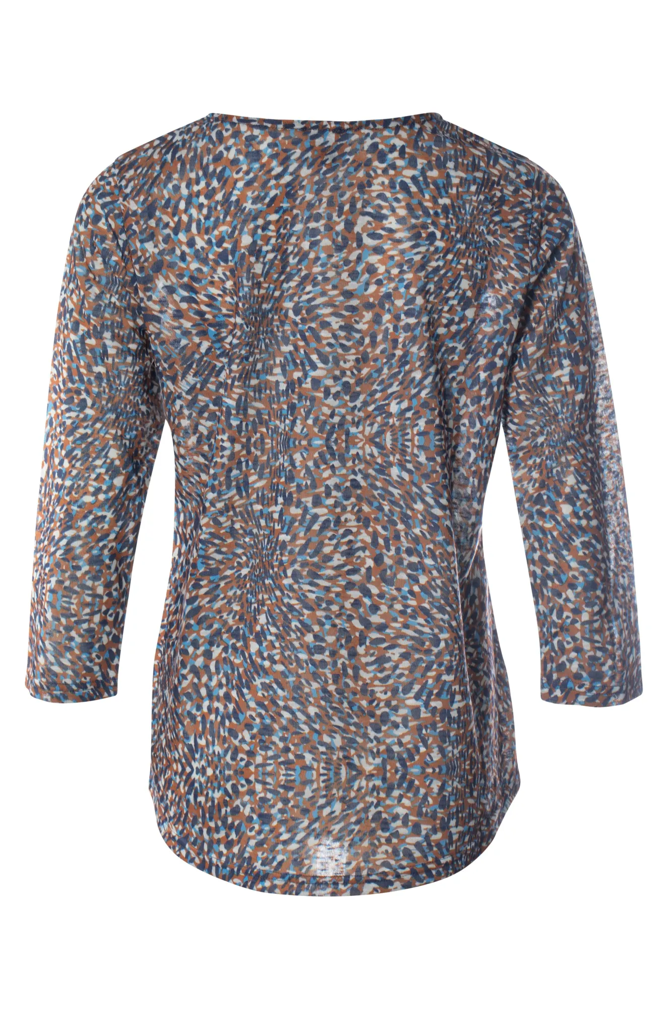 Leader Fit StretchWaistband Printed Top with hi low hemline | Blues Ginger Abstract | 6801BR