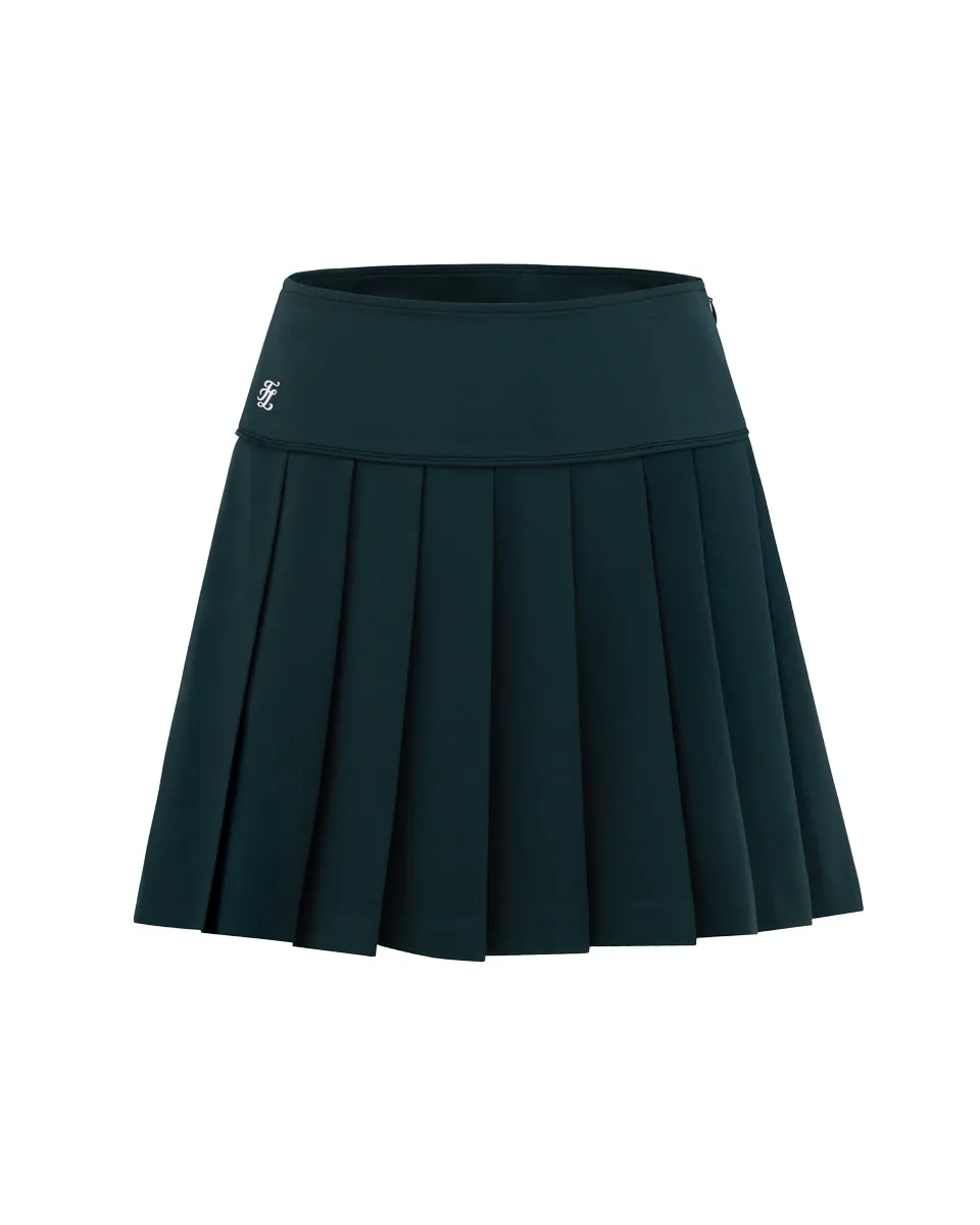 Tonal Layering Fair Liar Performance Pleated Skirt - Dark green