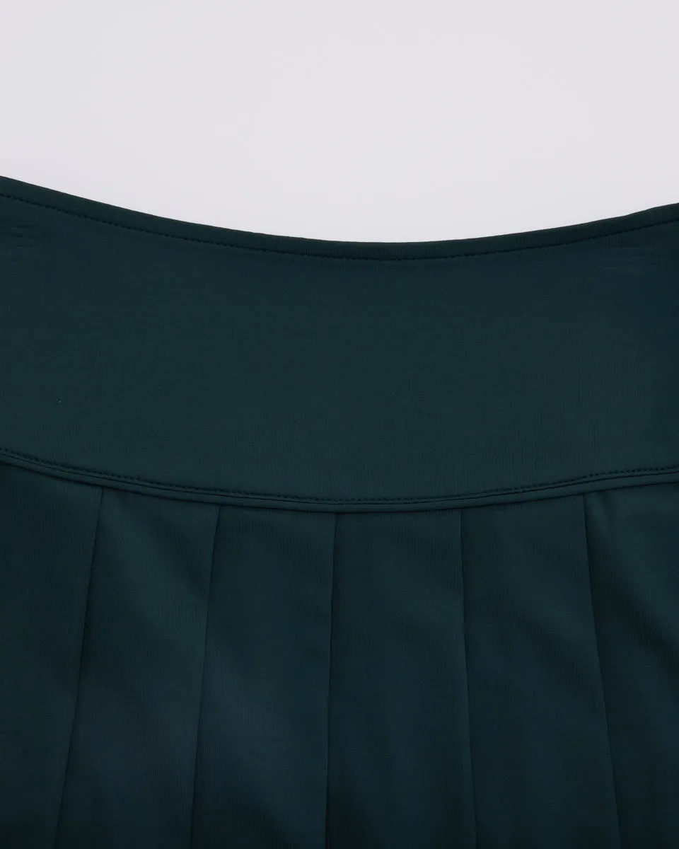 Fair Liar Performance Pleated Skirt - Dark green ribbed texture high contrast