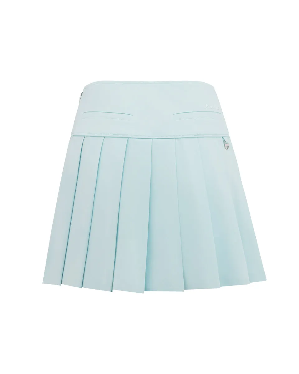 raw hem Denim style Fair Liar Performance Pleated Skirt - Mint