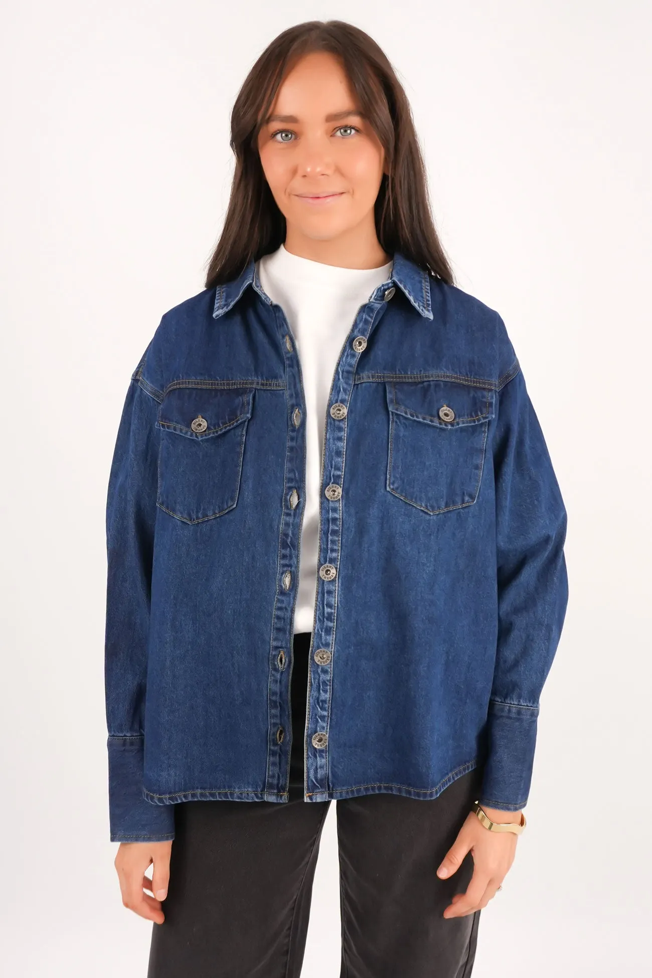 Everyday Casual Versatile Comfort Aster Shirt Dark Blue