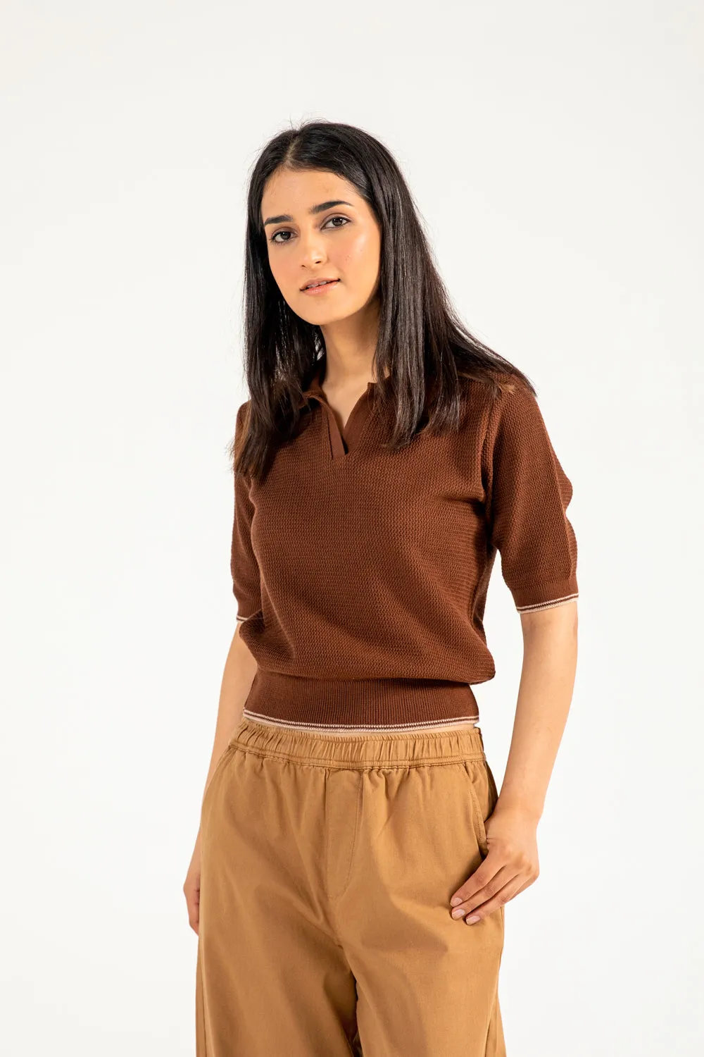 TEXTURED KNITTED POLO MultiDirectional Stretch Fresh Outfit