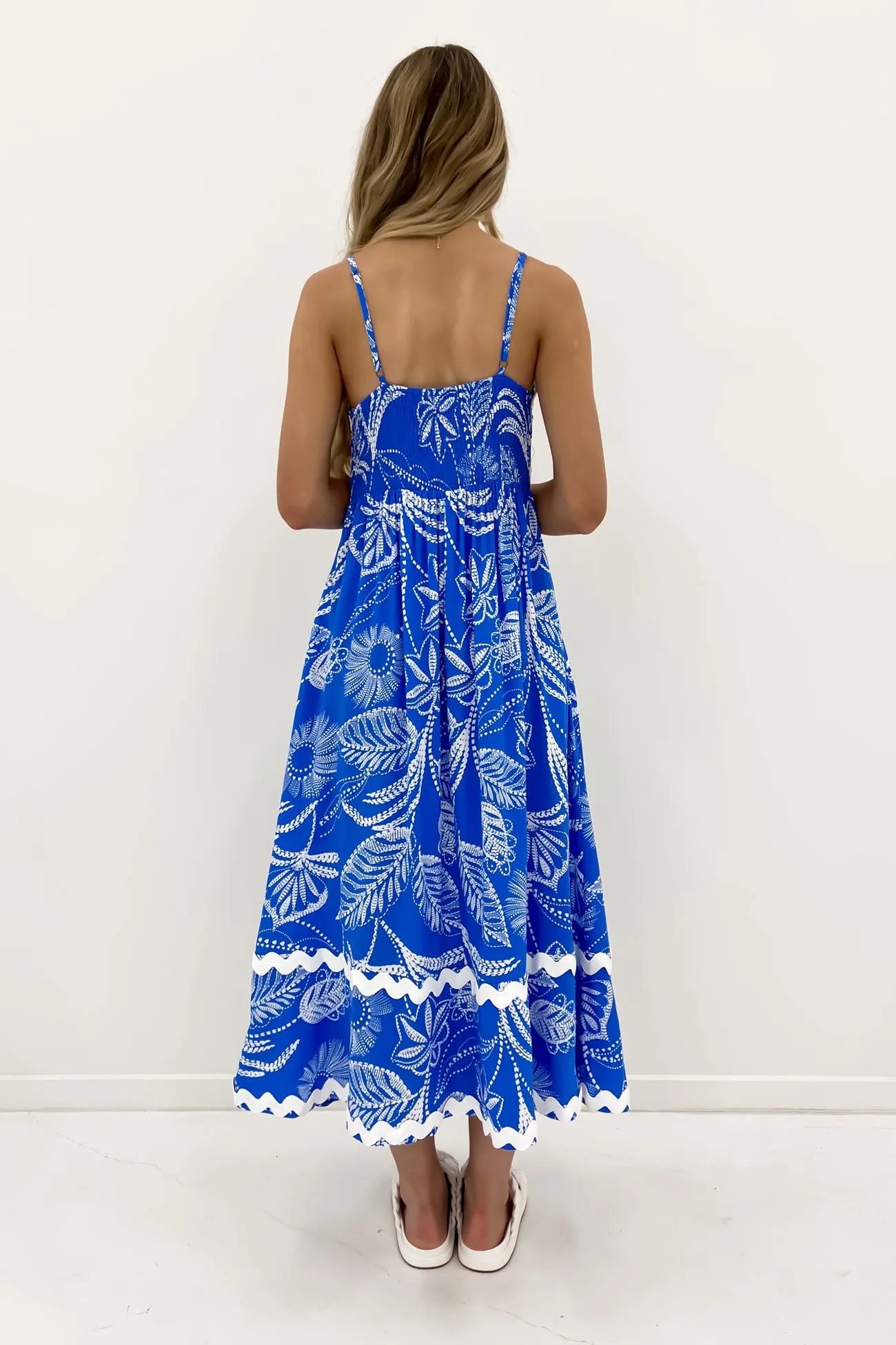 Mathilda Midi Dress Blue Hoxton Elastic-Cuff Vibrant Tone