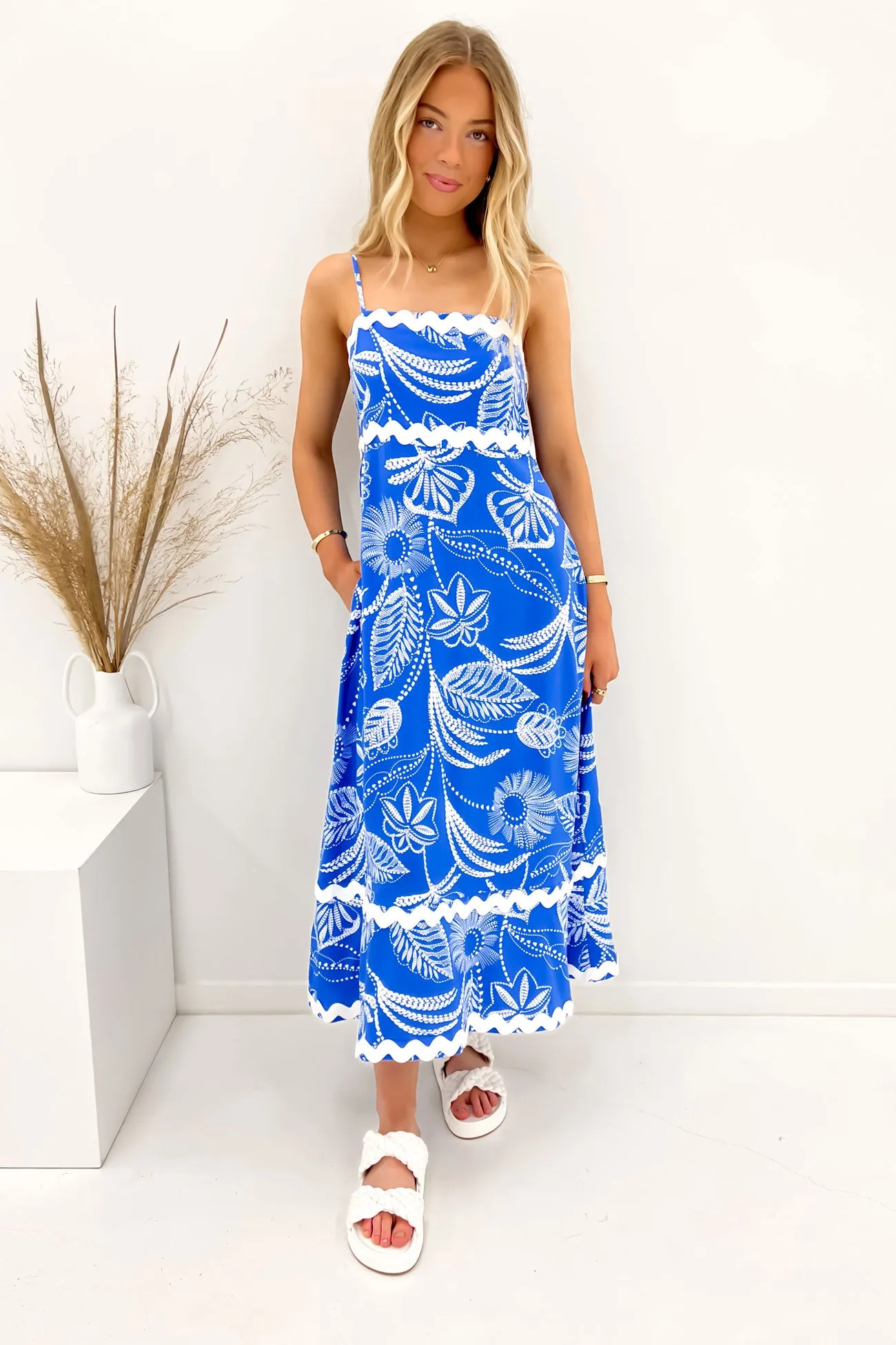 Mathilda Midi Dress Blue Hoxton Cozy Comfort