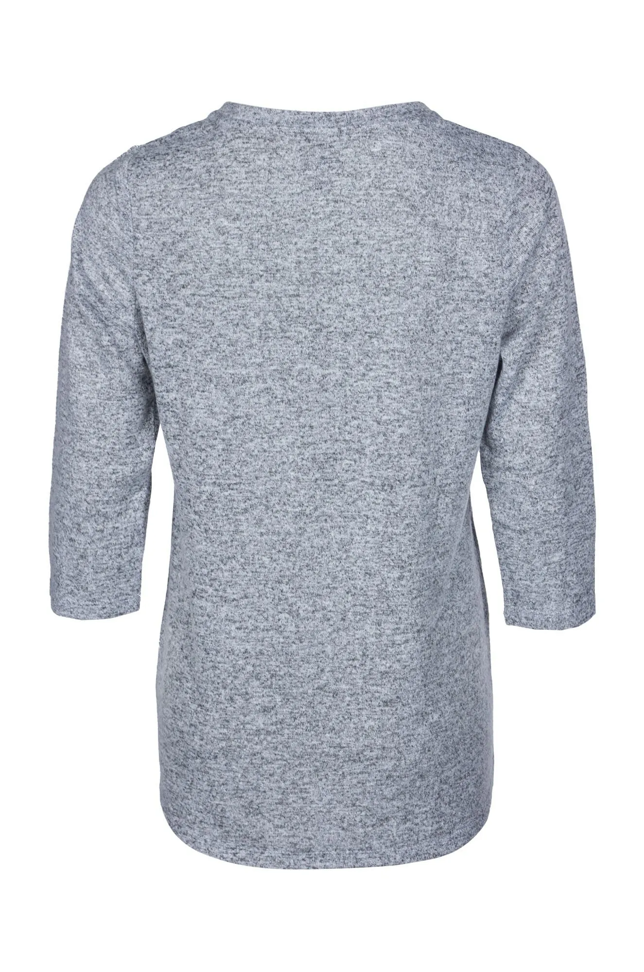 wrinkle free Fancy Warm Touch Top | Blues Flower Text | 4393B1