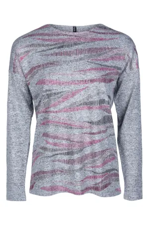 Linen Soul Fancy Warm Touch Top | Silver Pink Wave | 4395B1