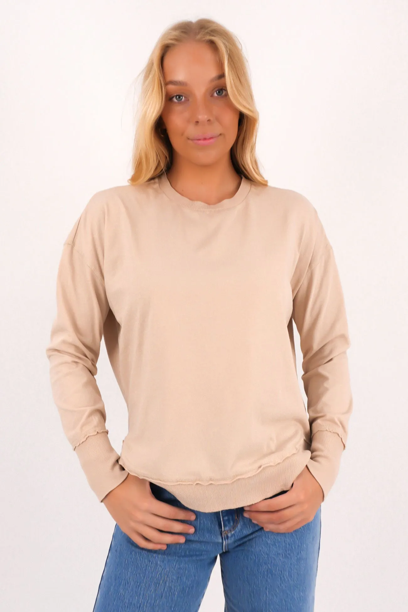 All-Weather Wear Casual Bottoms Farrah Long Sleeve Oatmeal