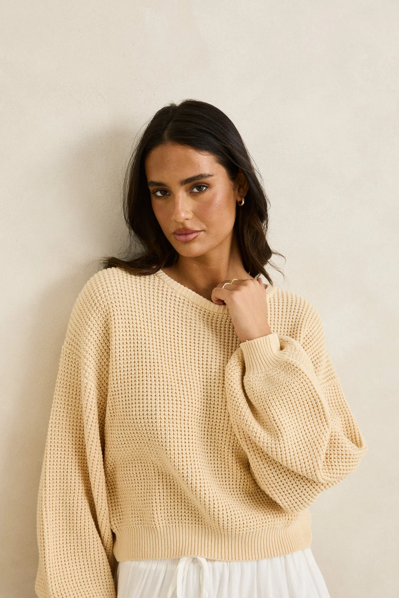 Travel Ready Classic Knit Jumper Butter