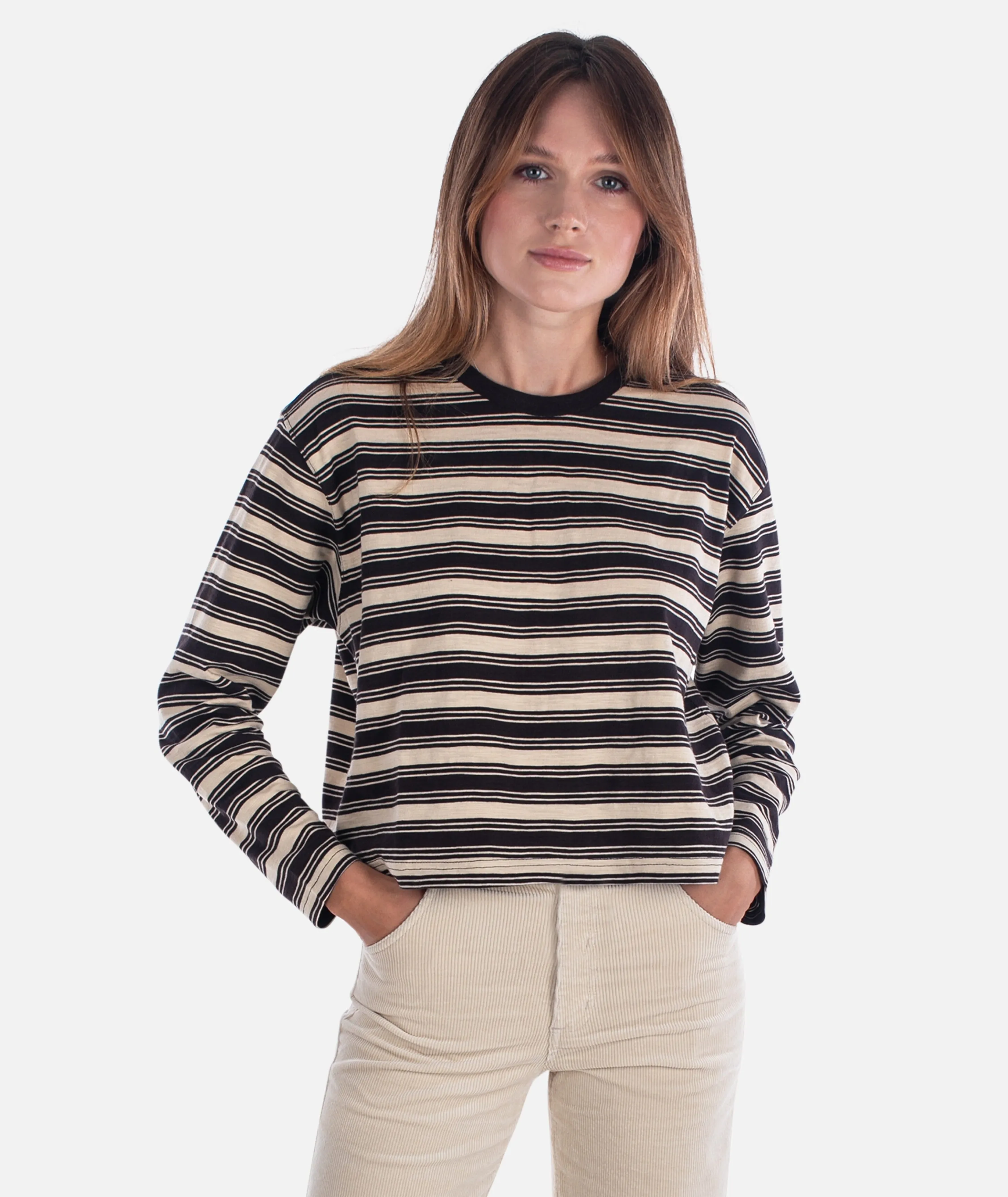 Barque Stripe Tee - Brown Chic Comfort Style