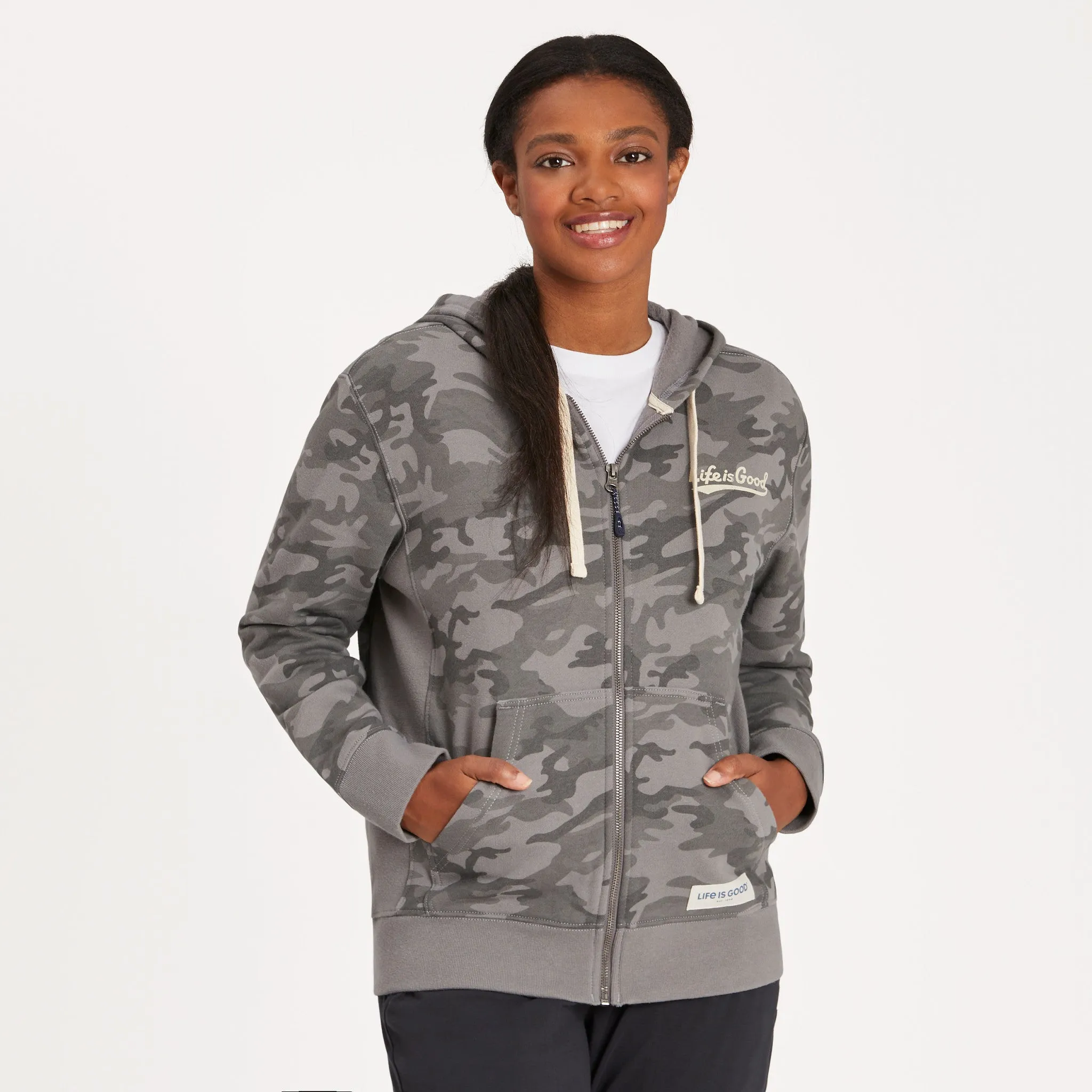 Women's LIG Ballyard Distress Simply True Fleece Zip Hoodie marbled Fashionable Look