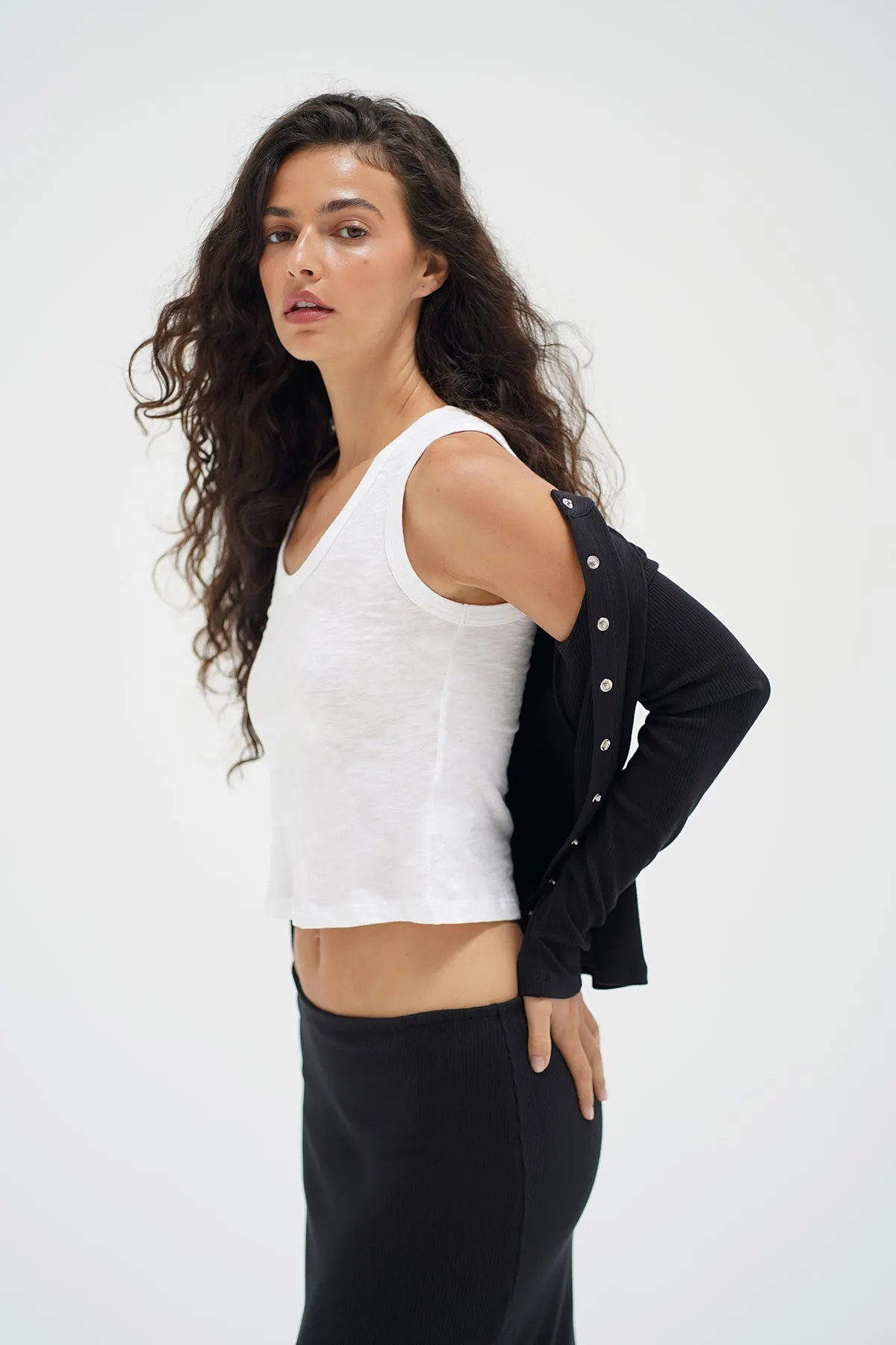 Office Trend Felice Ribbed Cardigan - Black