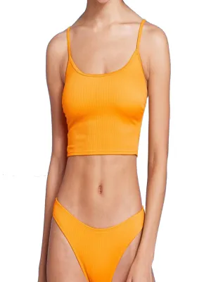 Women's Ribbed Swimwear Top,Orange Cyber Core