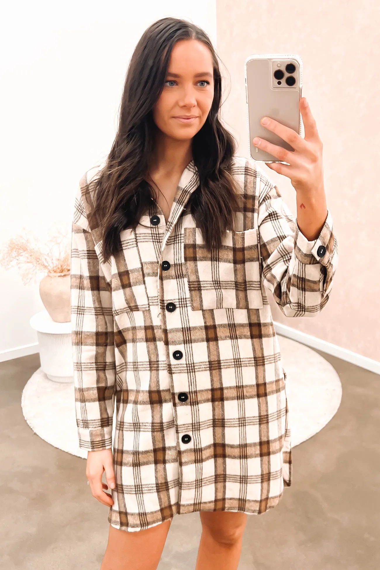 Athea Shirt Dress Brown Layered-Look