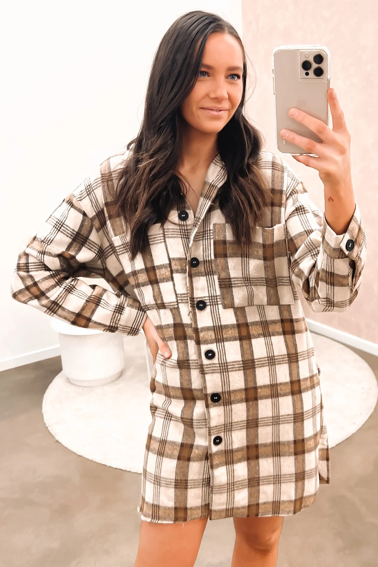 Pink Glow Athea Shirt Dress Brown