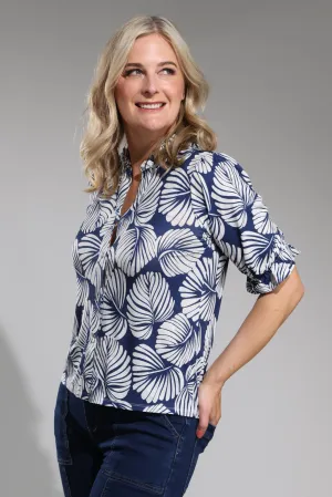 Fine Slinky Top | BLUE WHITE PALM | 7431A1 Unique Cut