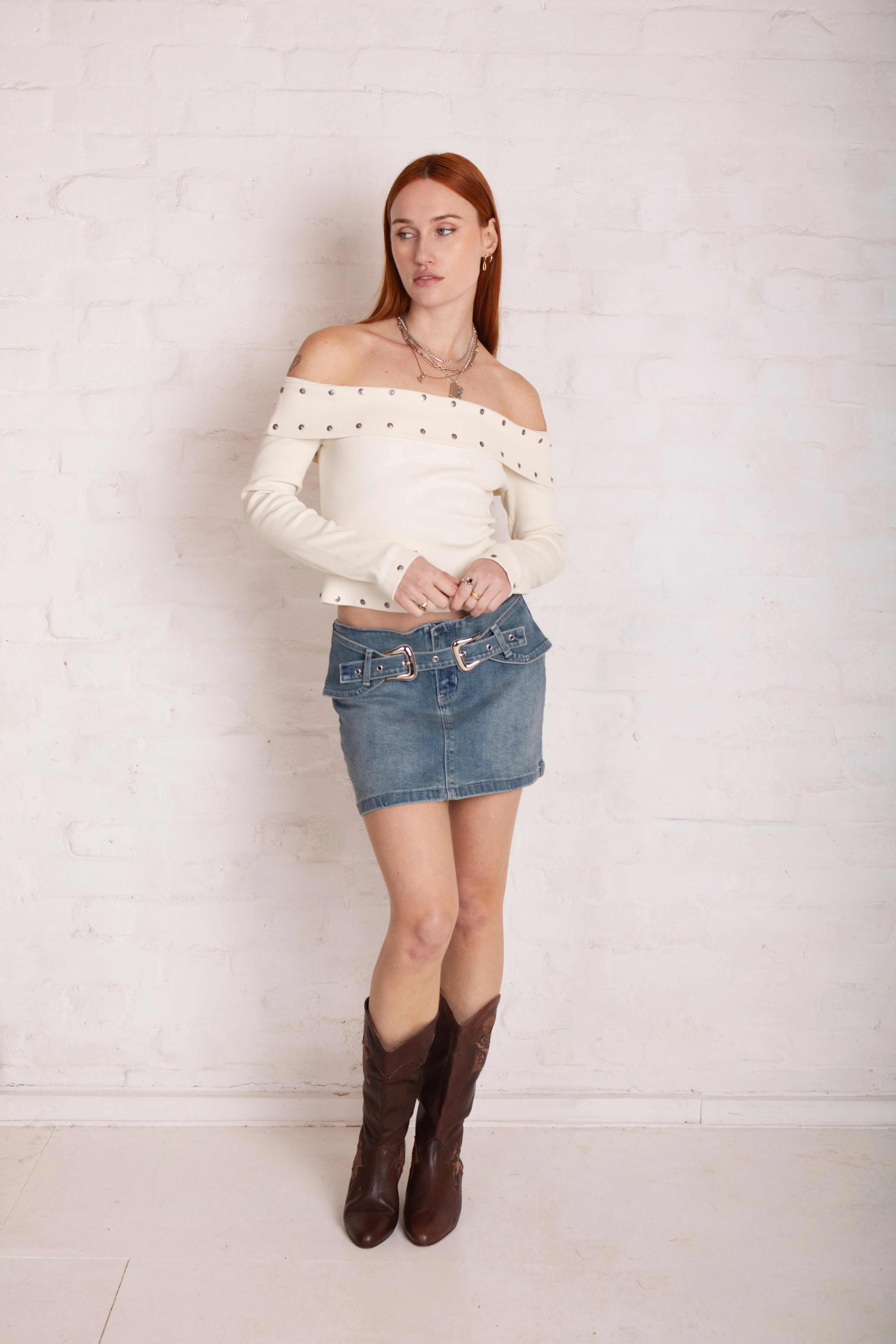 Neat Look Cylinder Western Mini Skirt