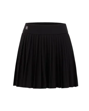 button detail Pique pleated skirt - Black
